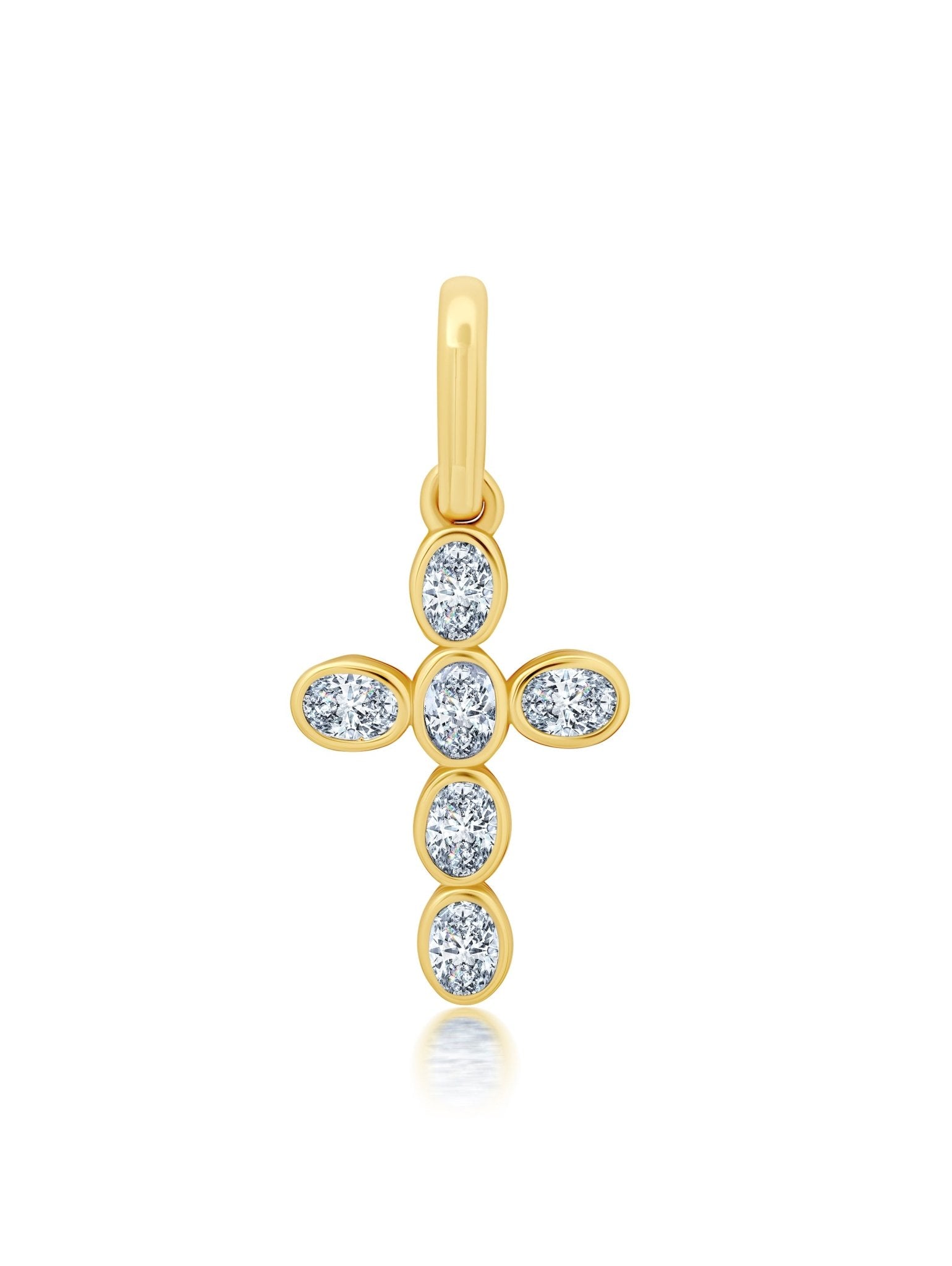 Bezel Cross Charm in Gold - CRISLU