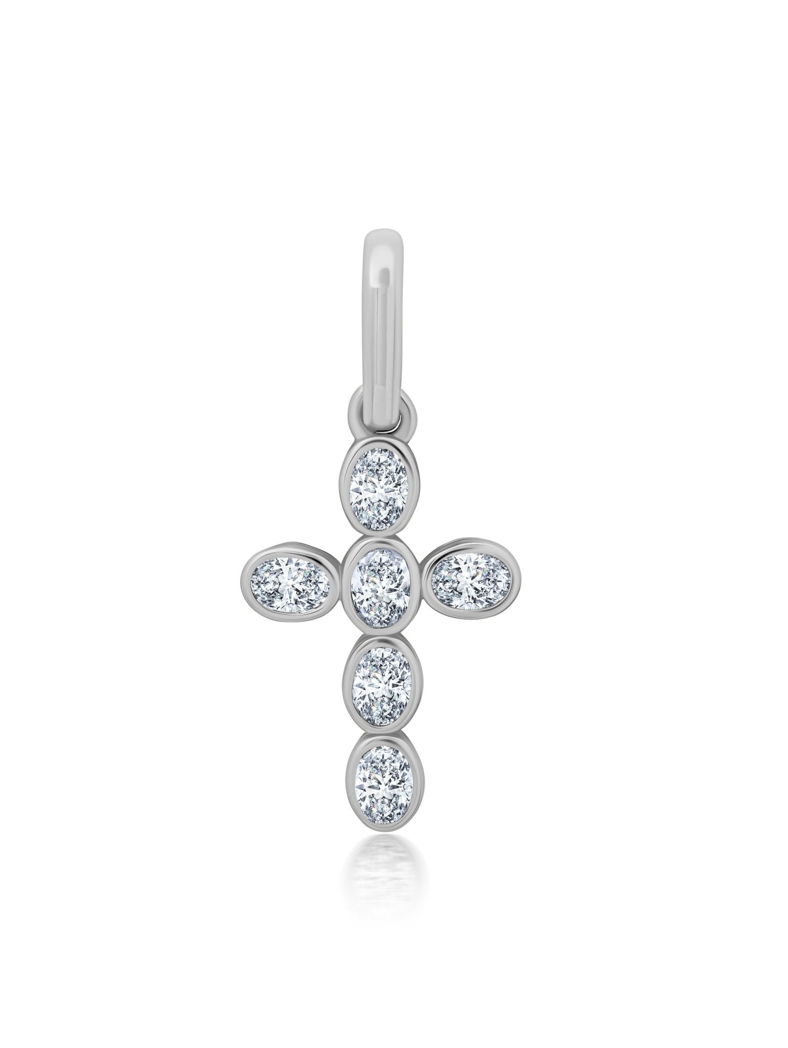 Bezel Cross Charm in Platinum - CRISLU