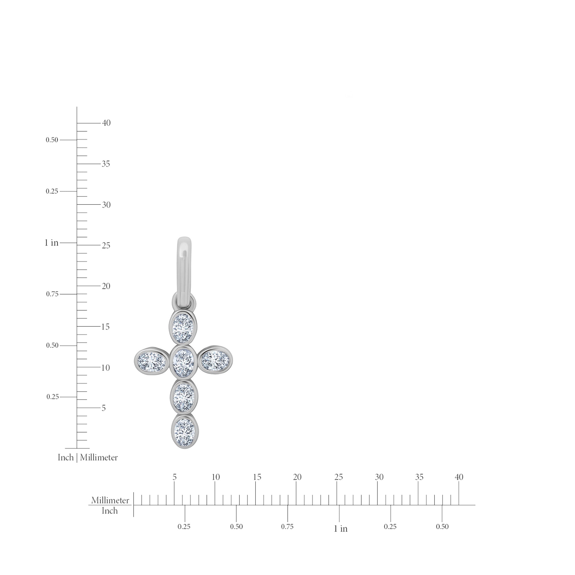 Bezel Cross Charm in Platinum - CRISLU