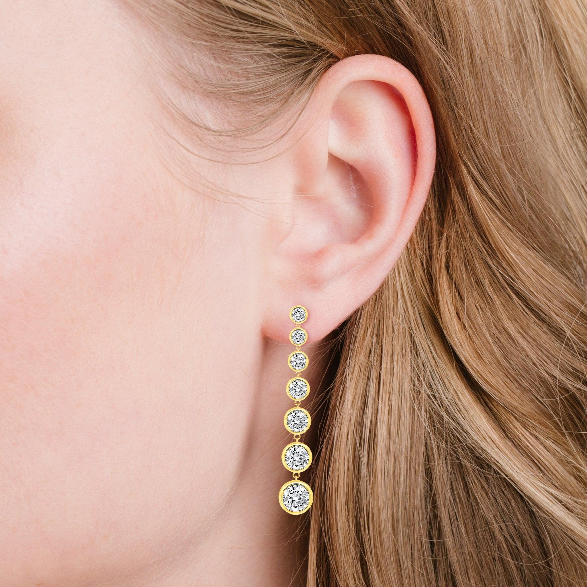 Bezel Set Drop Earrings Finished in 18kt Yellow Gold - CRISLU