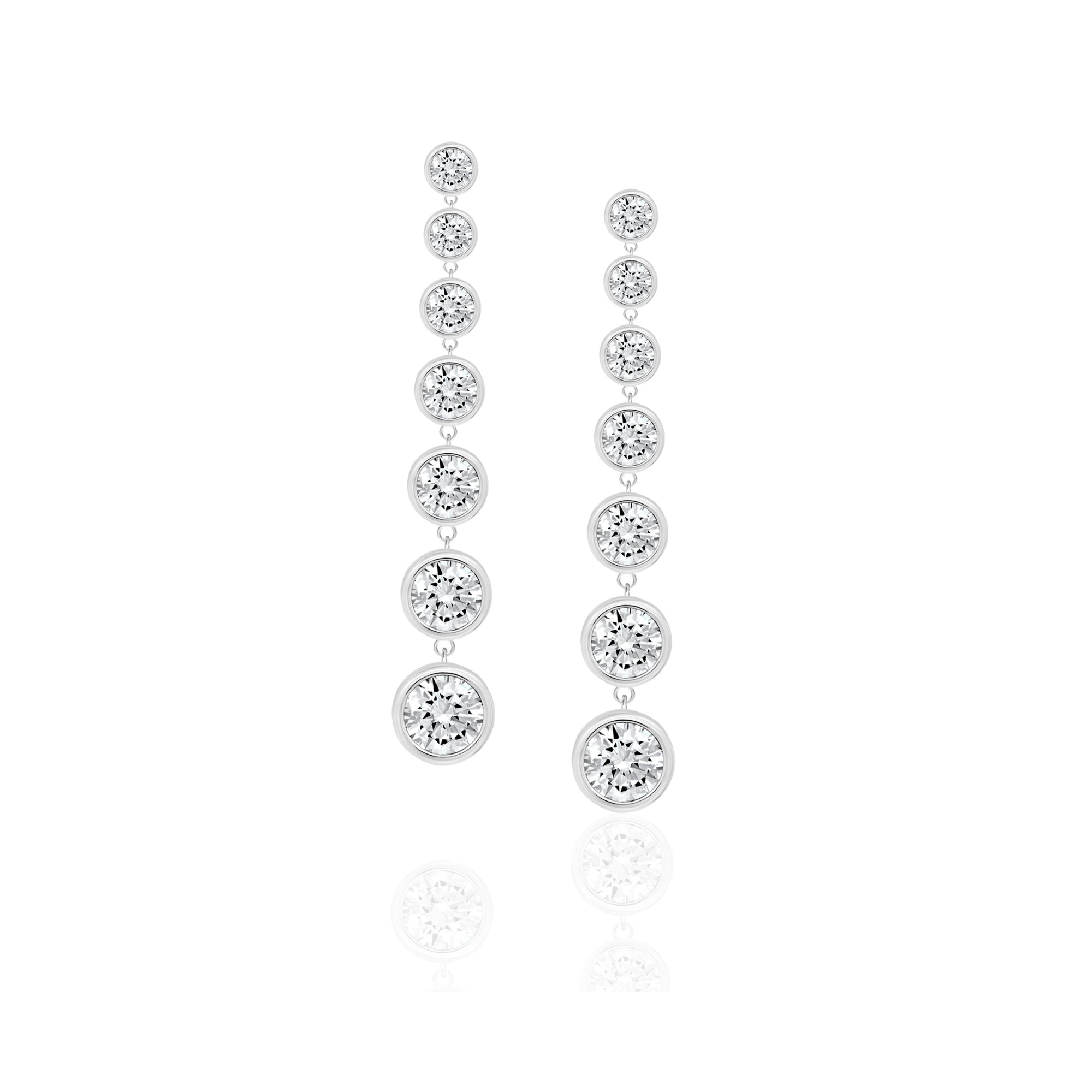 Bezel Set Drop Earrings Finished in Platinum - CRISLU