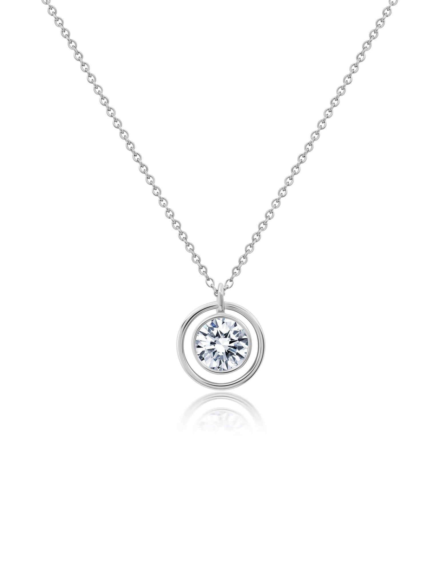 Bezel Set Halo Necklace - CRISLU