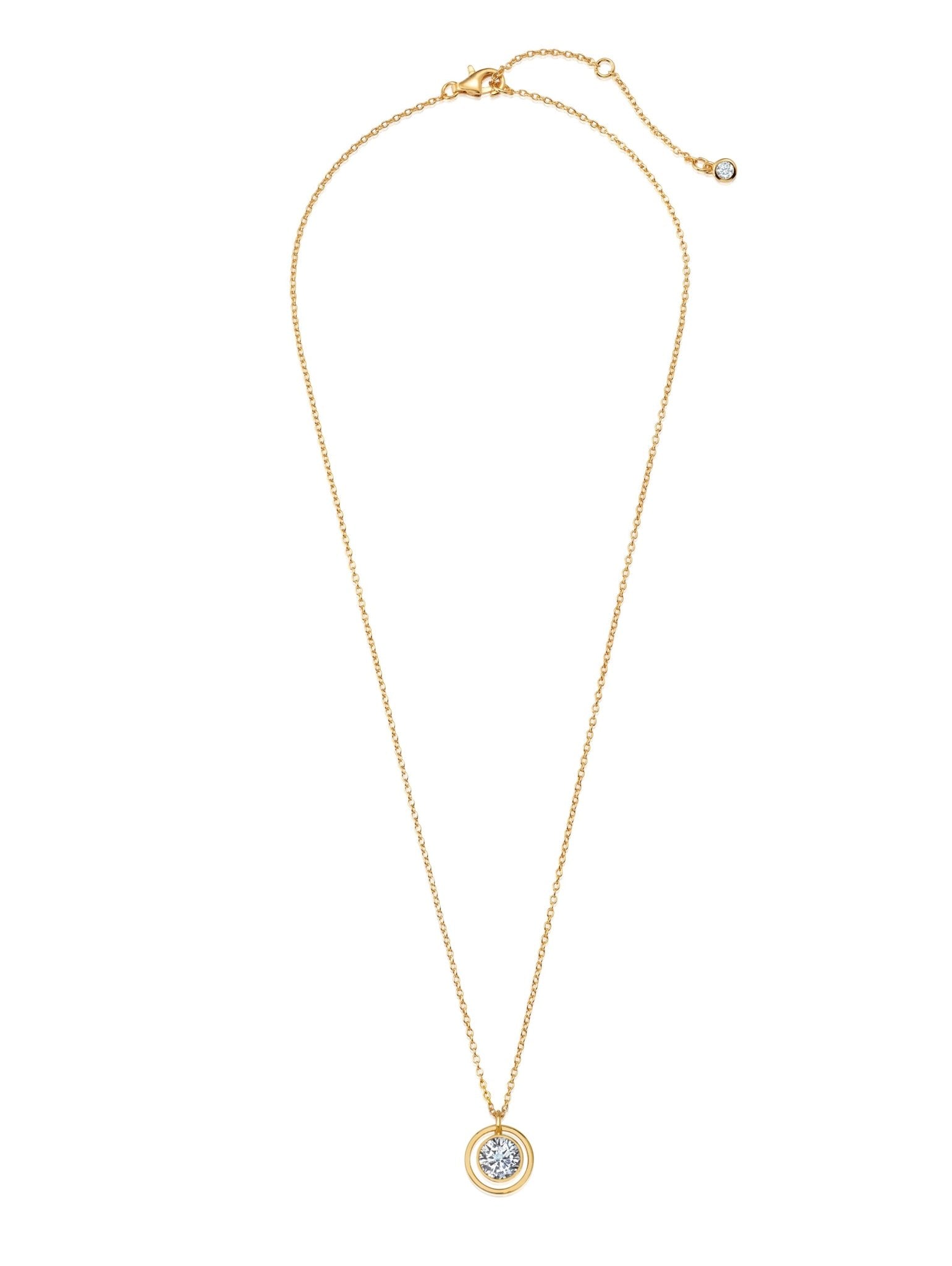 Bezel Set Halo Necklace in Gold - CRISLU
