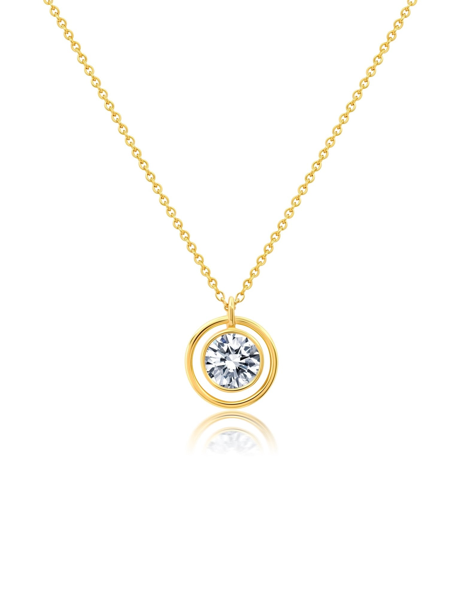 Bezel Set Halo Necklace in Gold - CRISLU
