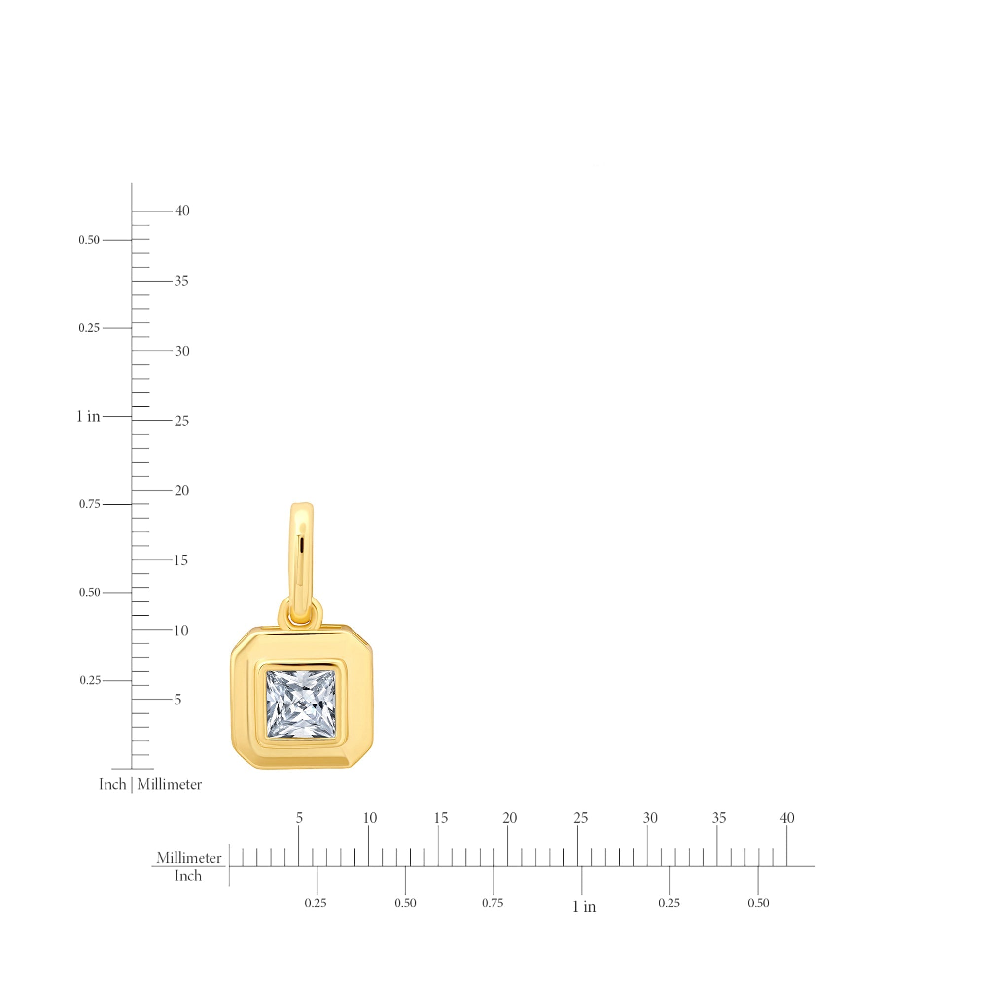 Bezel Set Princess Charm in Gold - CRISLU