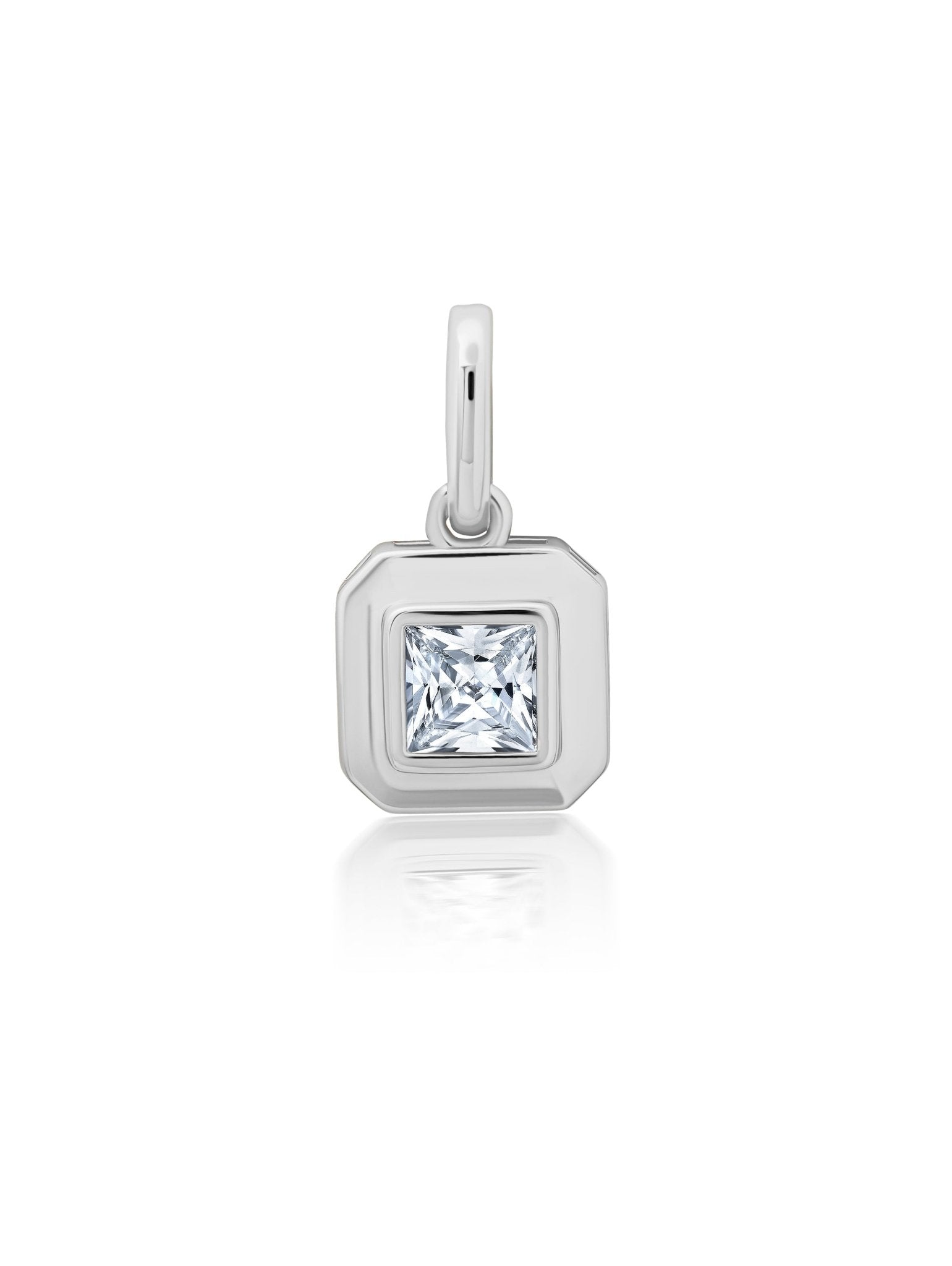 Bezel Set Princess Charm in Platinum - CRISLU