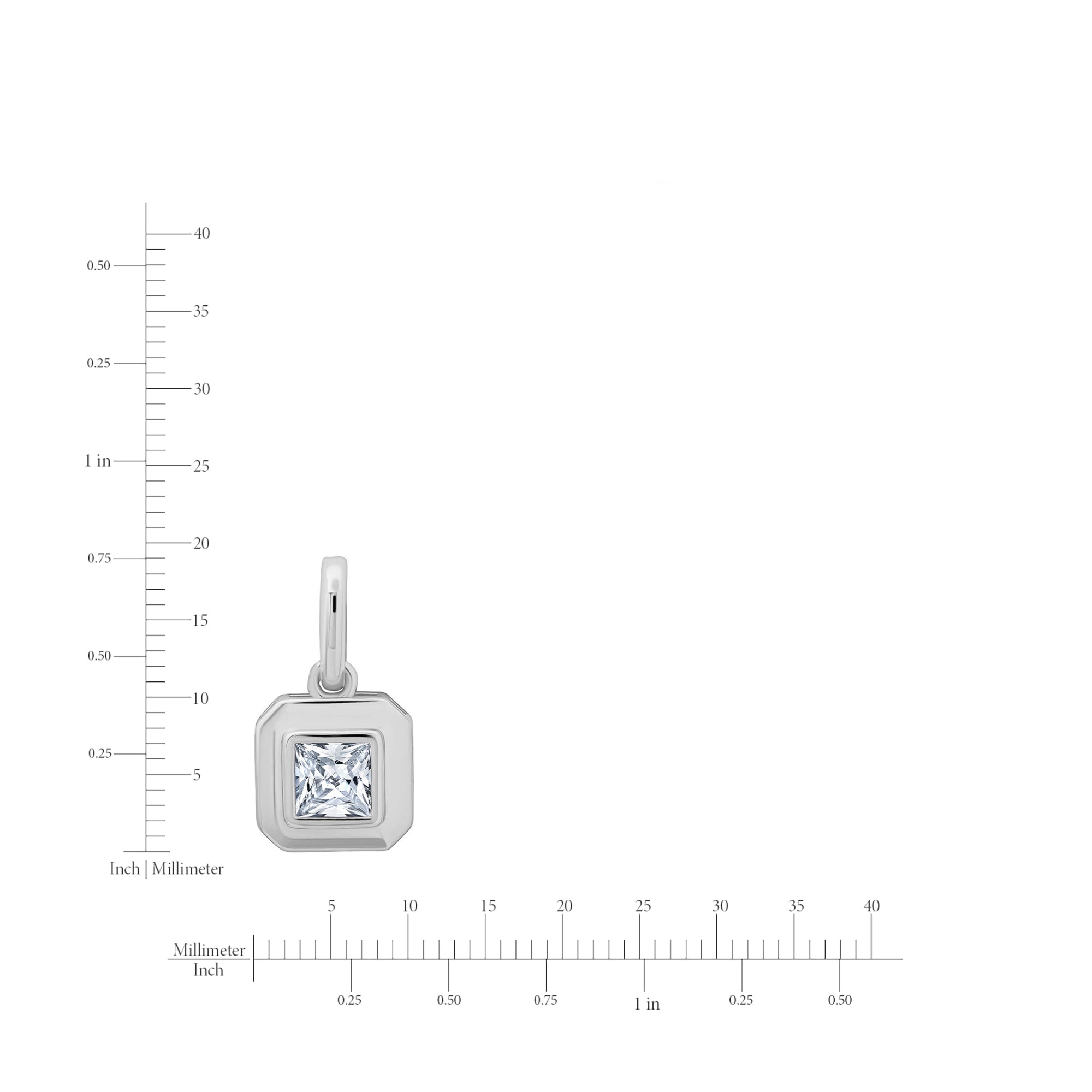 Bezel Set Princess Charm in Platinum - CRISLU