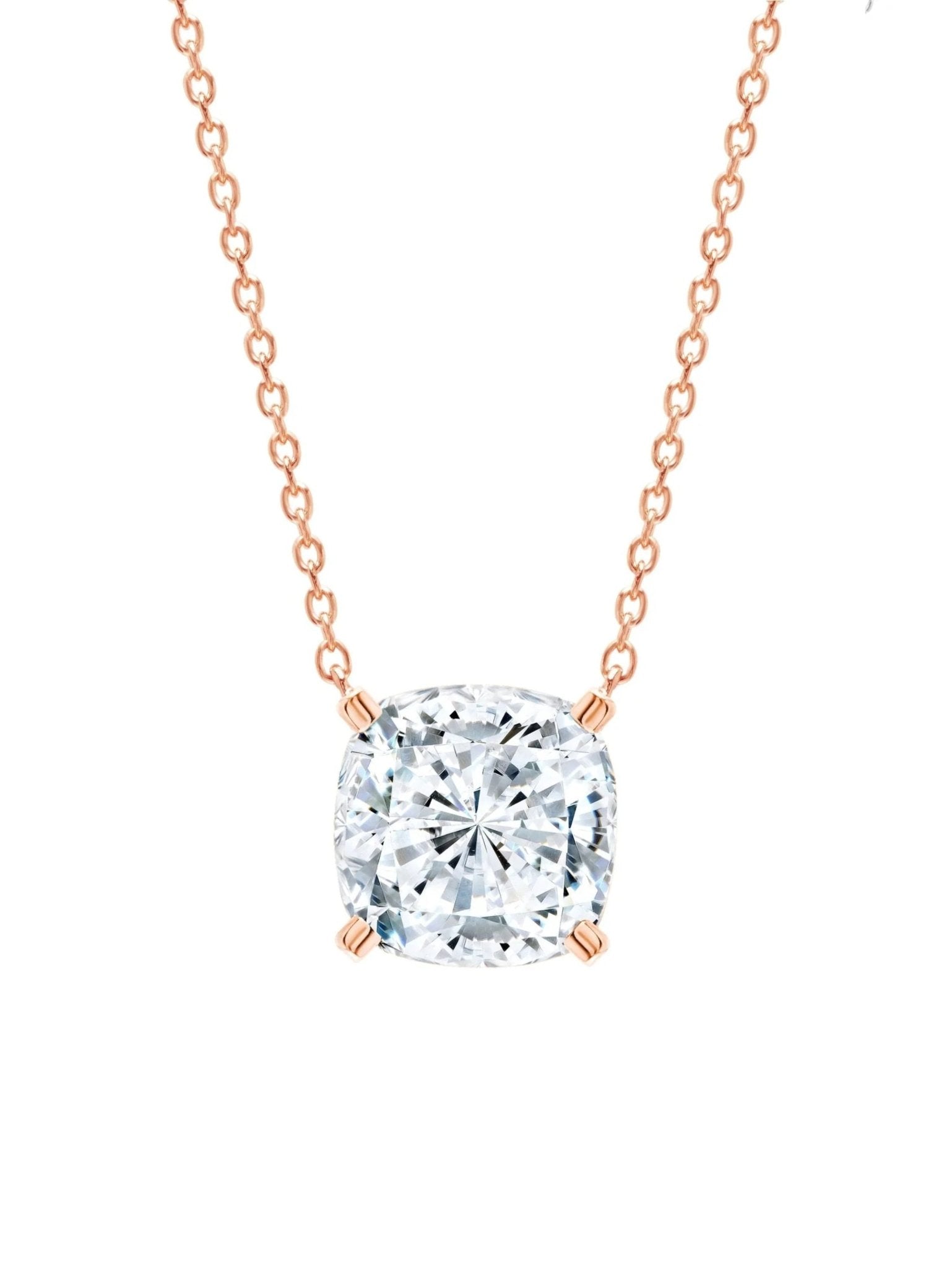Bliss Cushion Cut Necklace Finished in 18kt Rose Gold - CRISLU