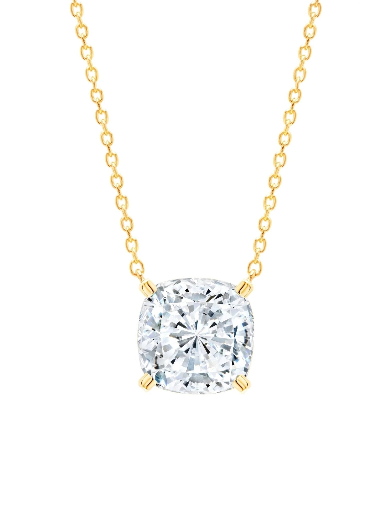 Bliss Cushion Cut Necklace Finished in 18kt Yellow Gold - CRISLU