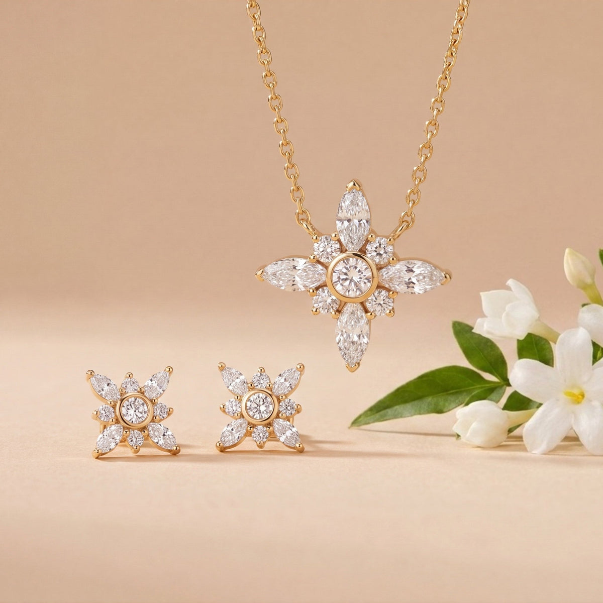 Bloom Marquise Floral Stud Earrings - CRISLU