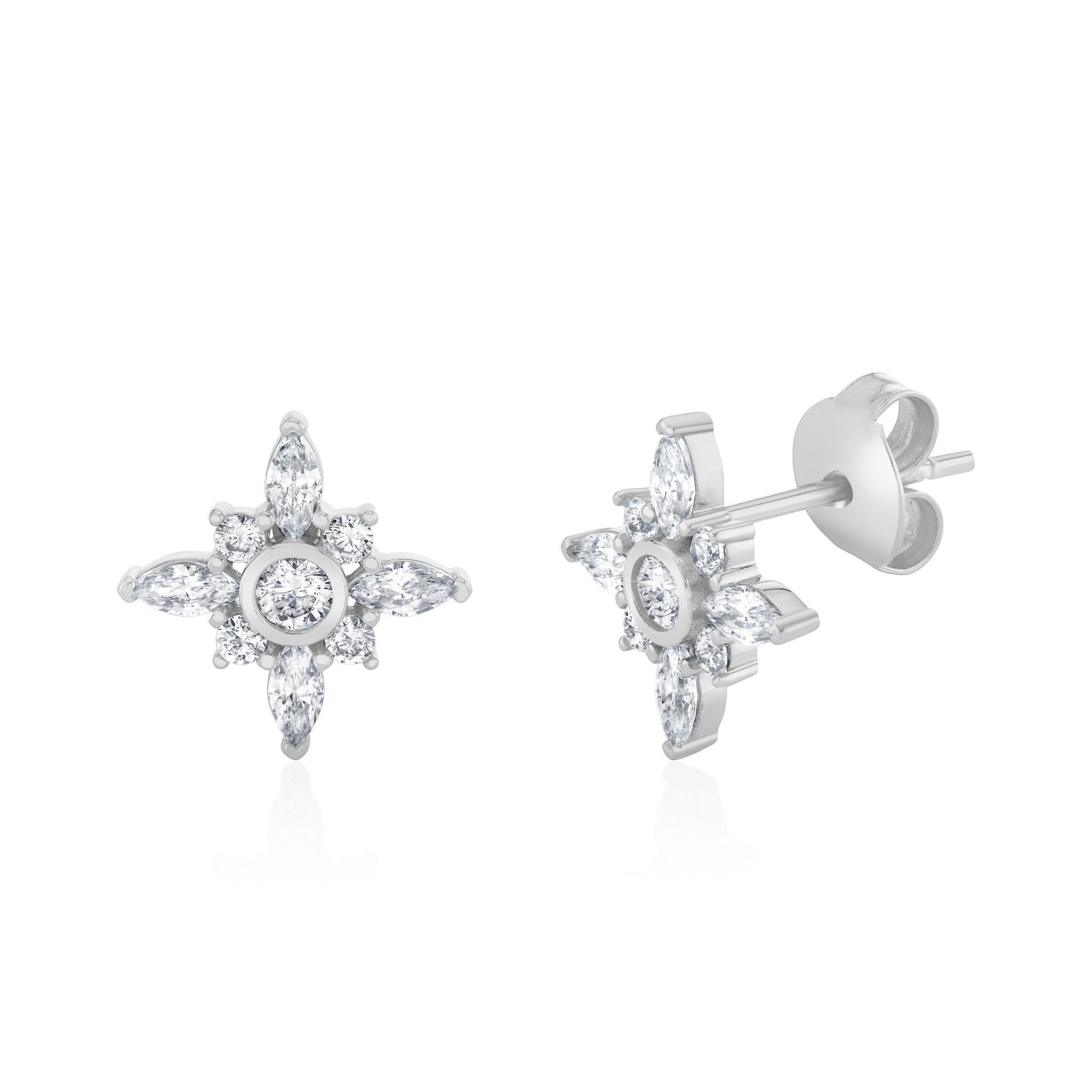 Bloom Marquise Floral Stud Earrings - CRISLU