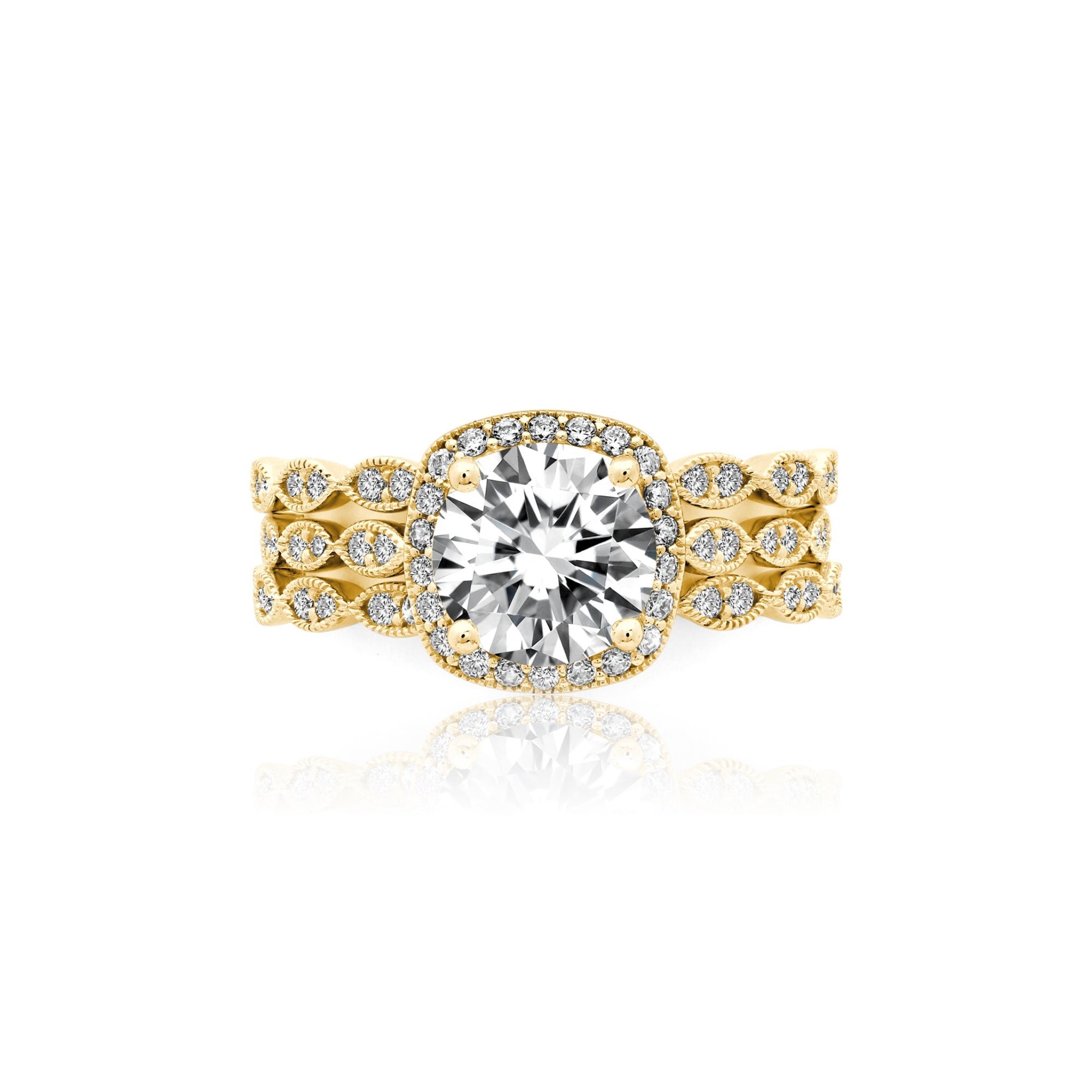 Brilliant Center Three Ring Stack Finished in Gold - CRISLU