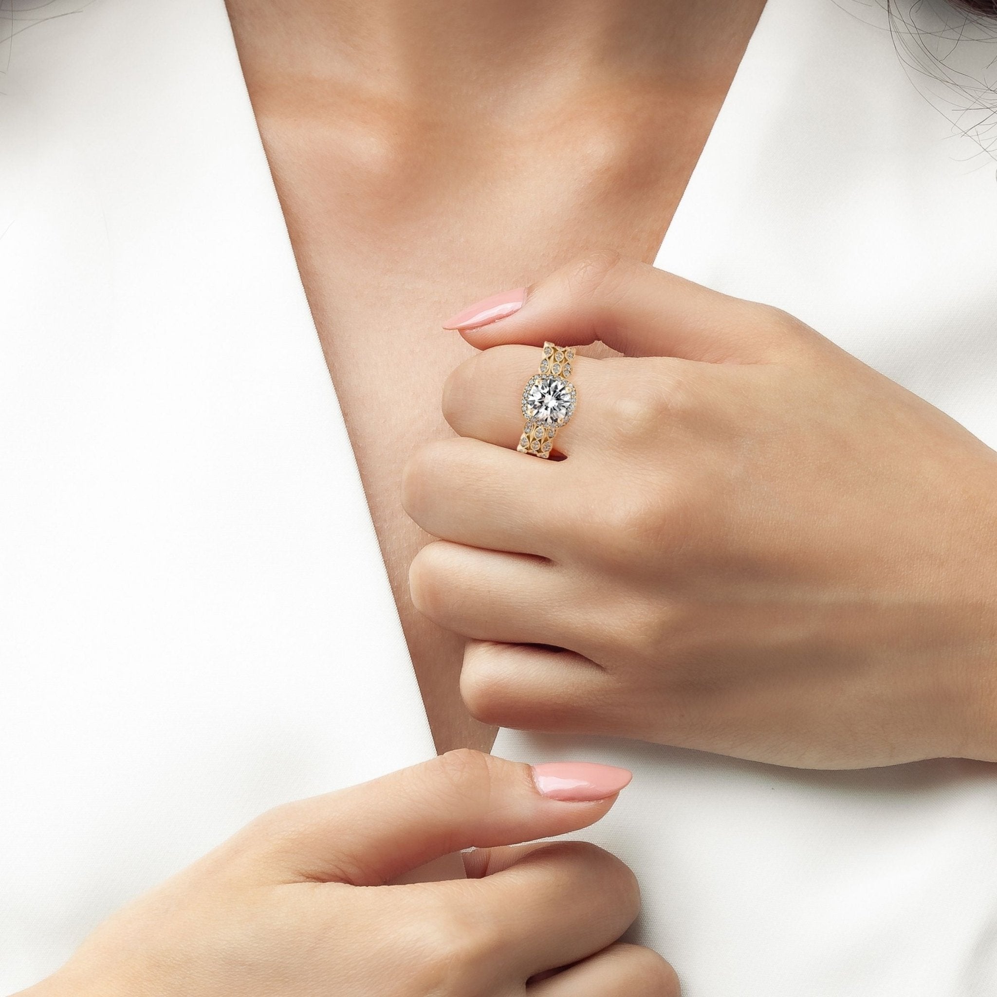 Brilliant Center Three Ring Stack Finished in Gold - CRISLU