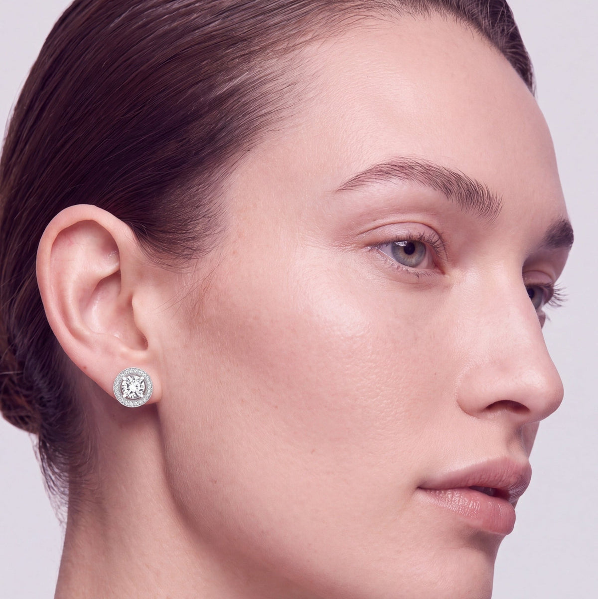 Brilliant Cut Halo Stud Earrings in Platinum - CRISLU