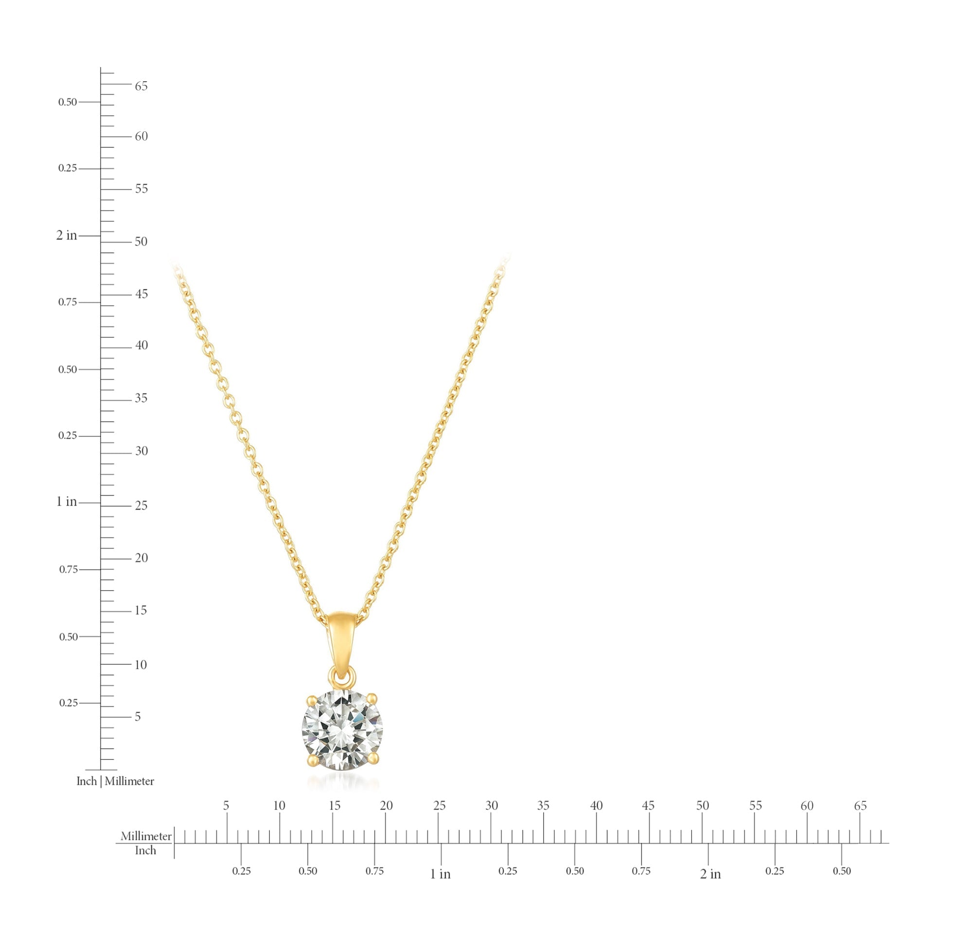 Brilliant Cut Solitaire Pendant Necklace Finished in Gold - CRISLU