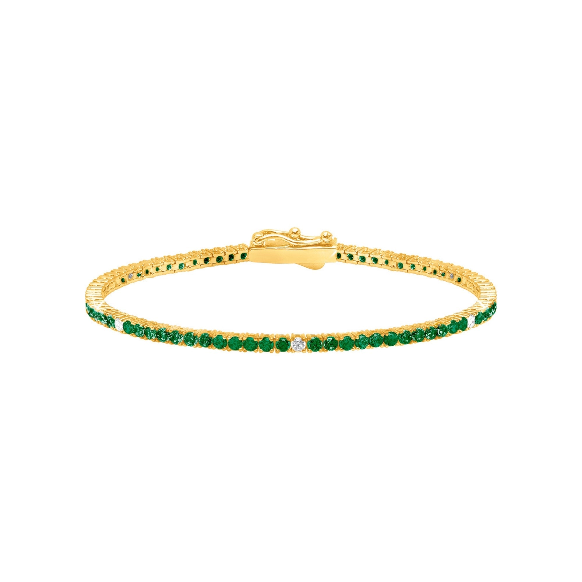 Brilliant Emerald Tennis Bracelet Finished in Gold - CRISLU