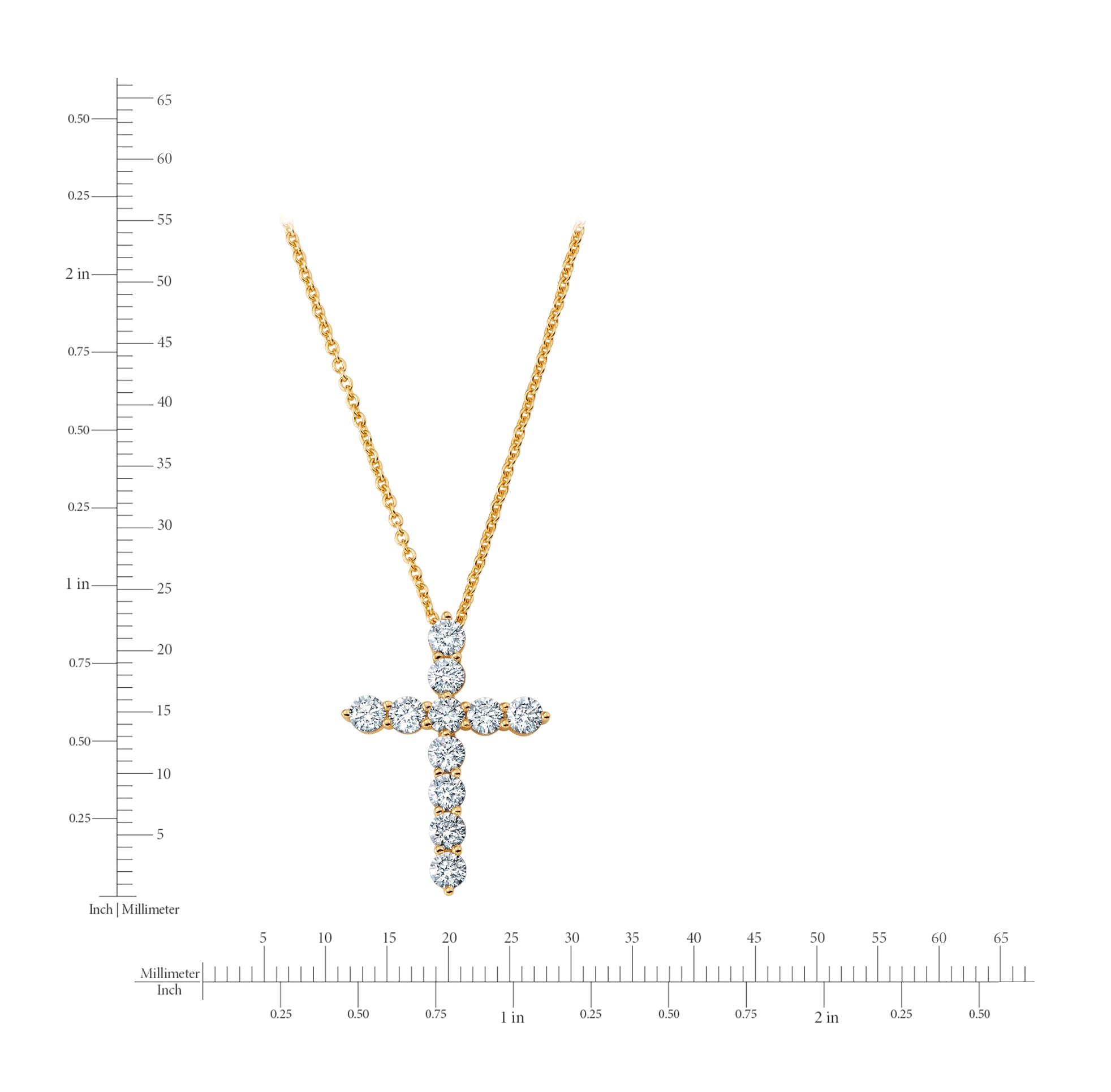 Brilliant Round Cross Necklace Finished in Gold - CRISLU