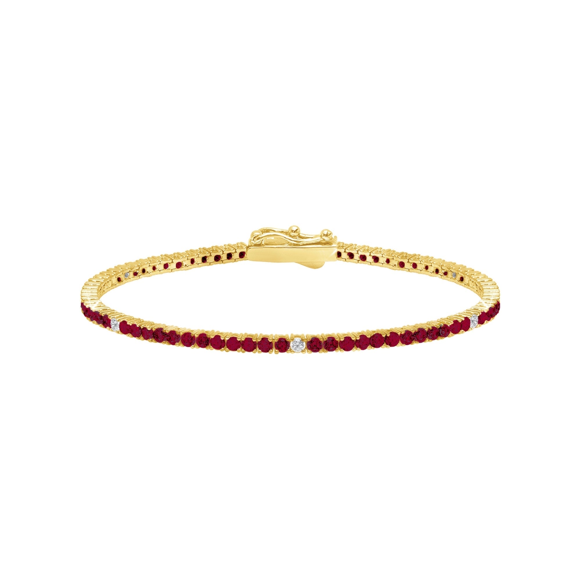Brilliant Ruby Tennis Bracelet Finished in Gold - CRISLU