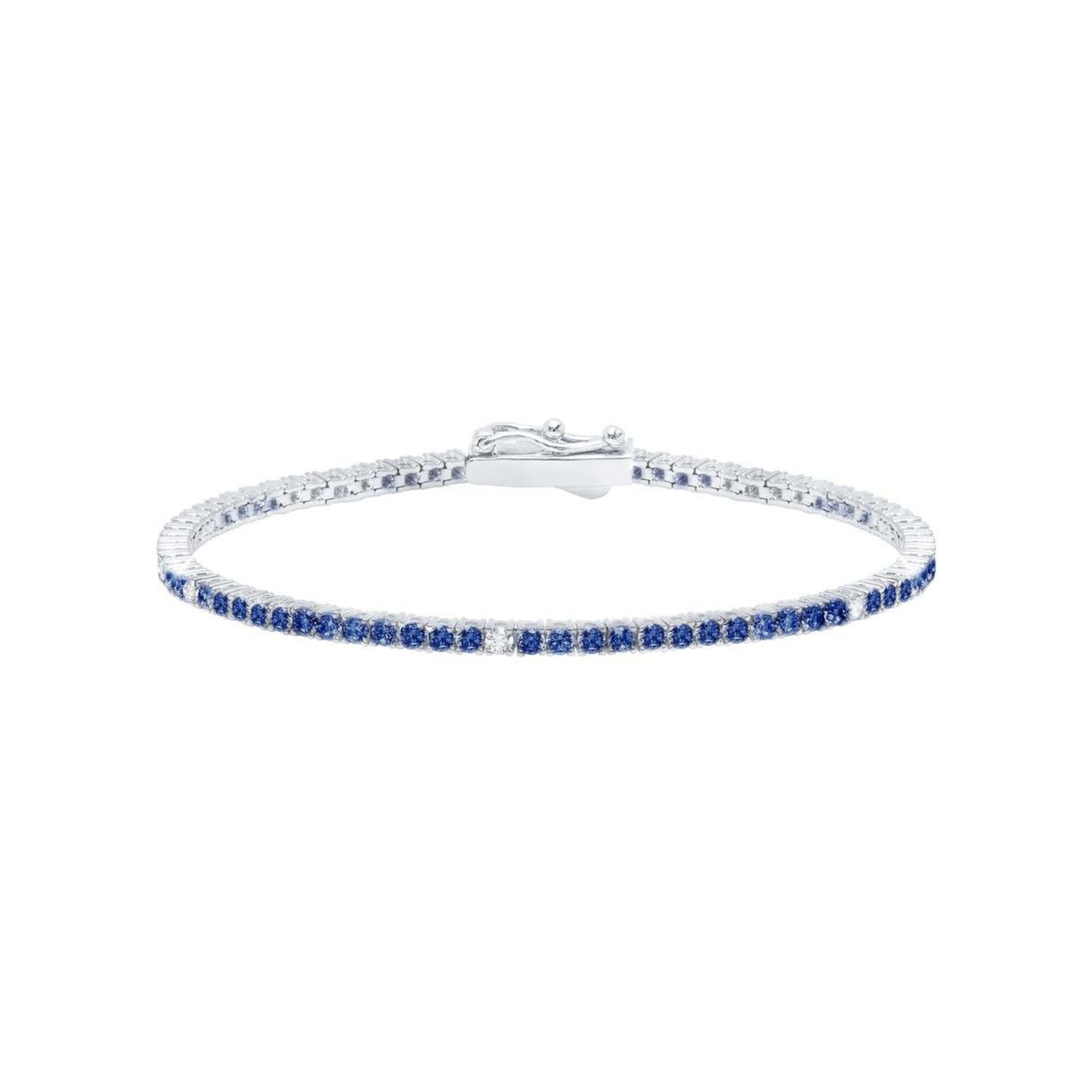 Brilliant Sapphire Tennis Bracelet Finished in Platinum - CRISLU
