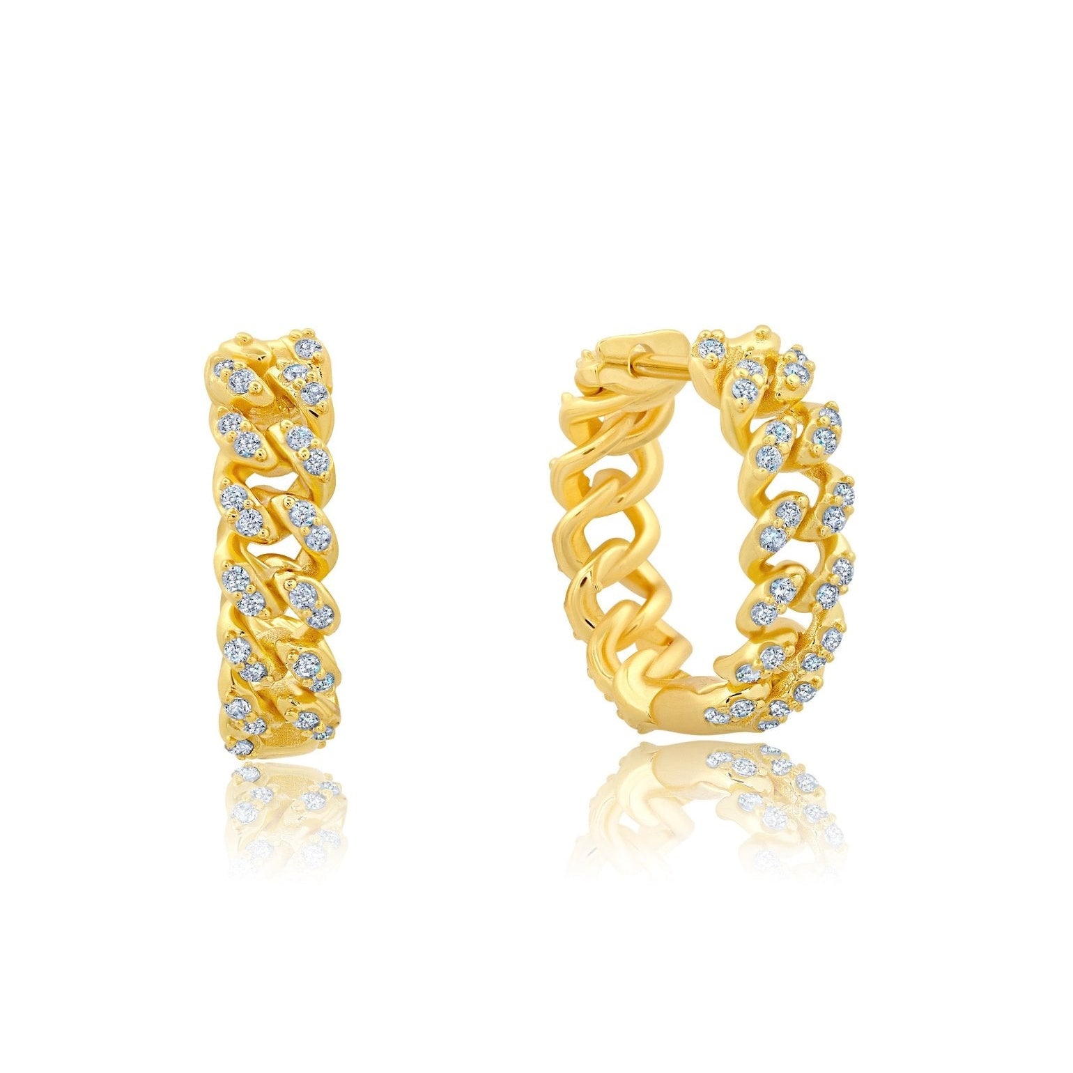 Cabana Cuban Link Earrings in Gold - CRISLU