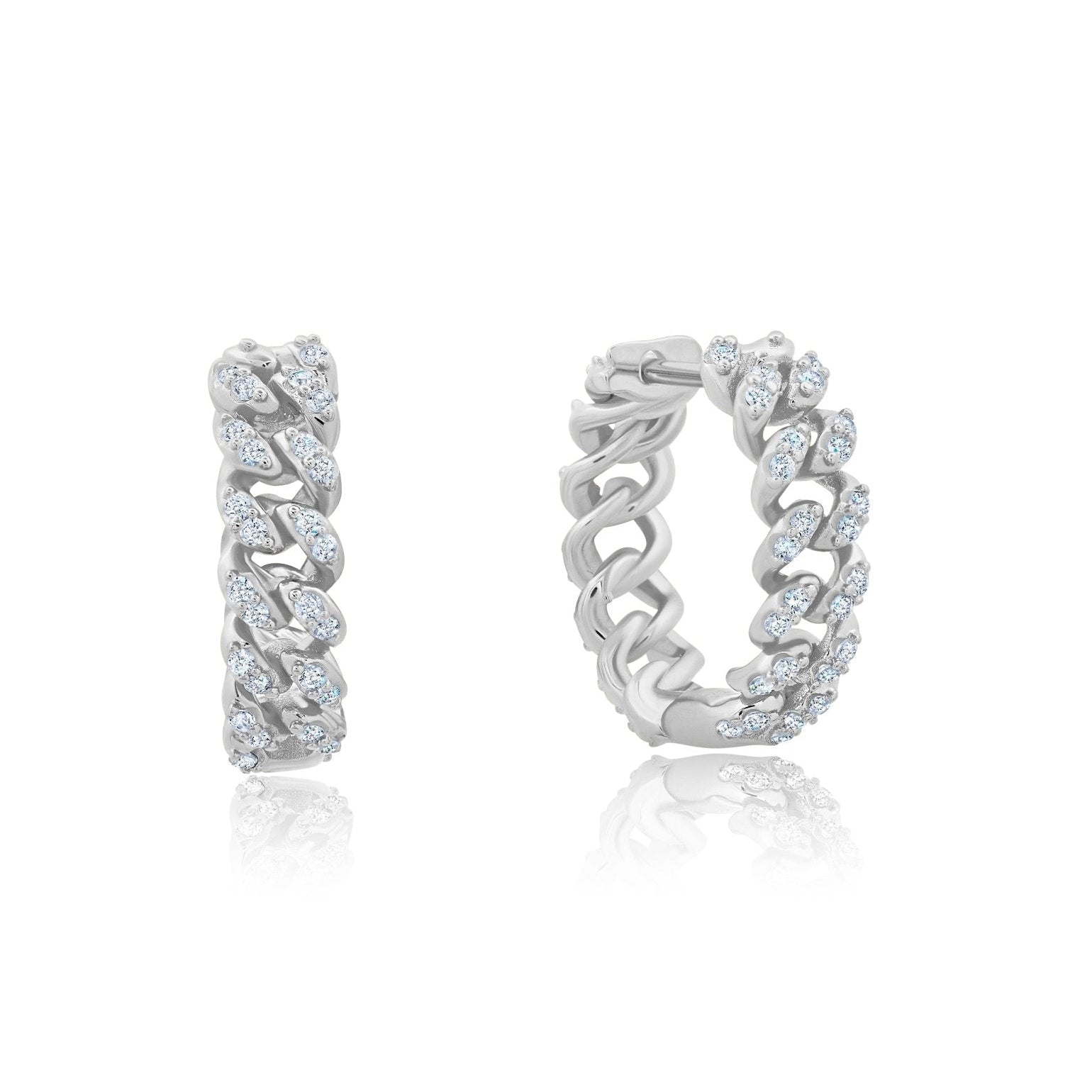 Cabana Cuban Link Earrings in Platinum - CRISLU