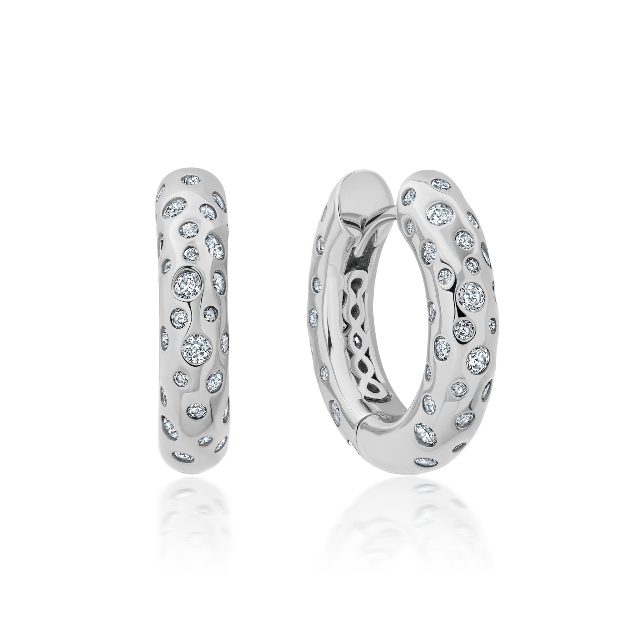 Cascade Huggie Hoops in Platinum - CRISLU