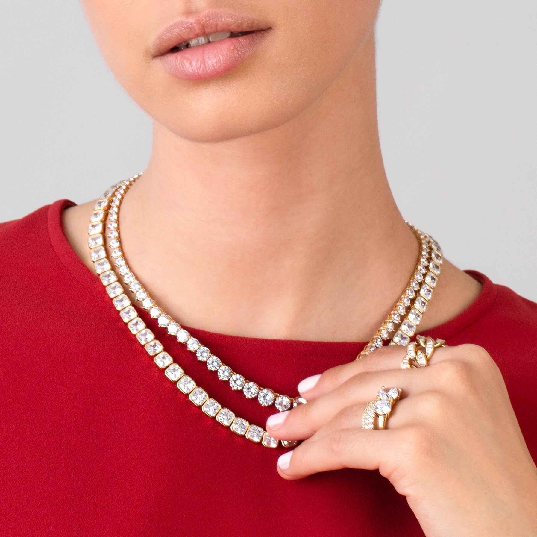 Classic Graduated Tennis Necklace Finished in Gold - CRISLU