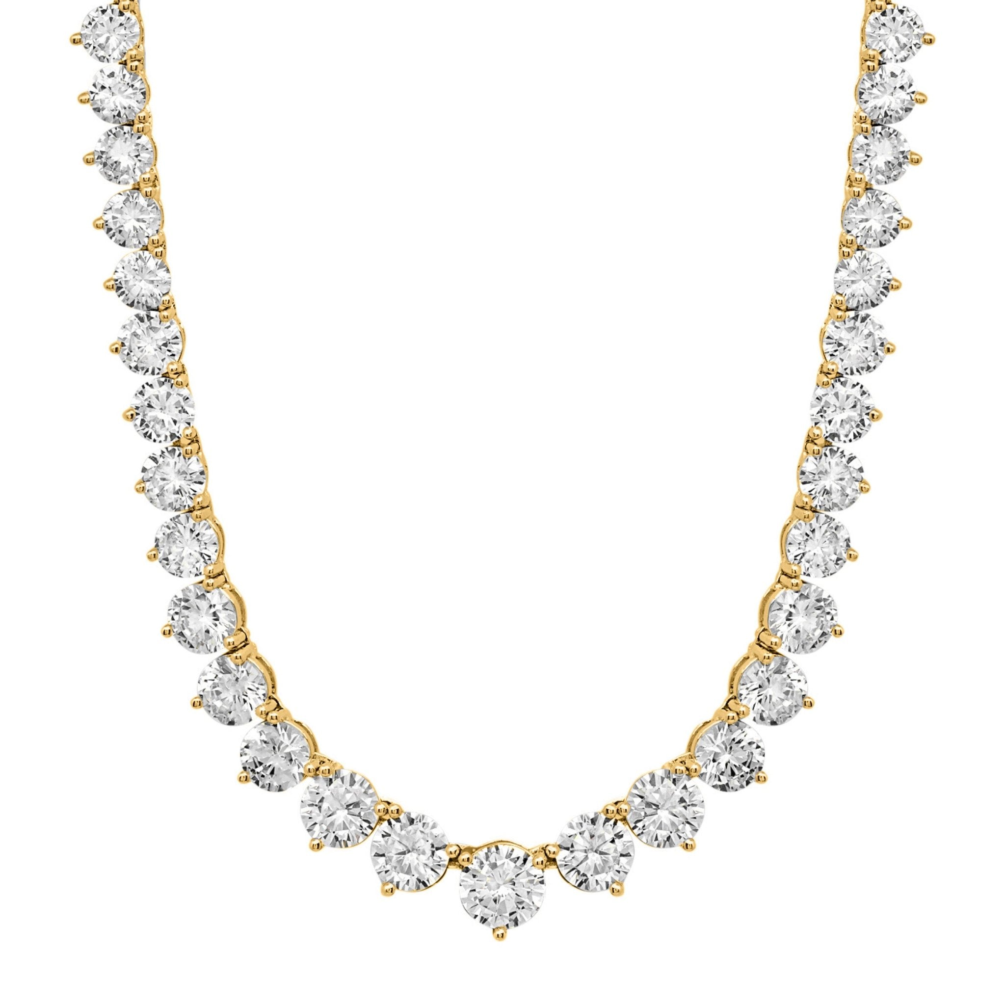 Classic Graduated Tennis Necklace Finished in Gold - CRISLU