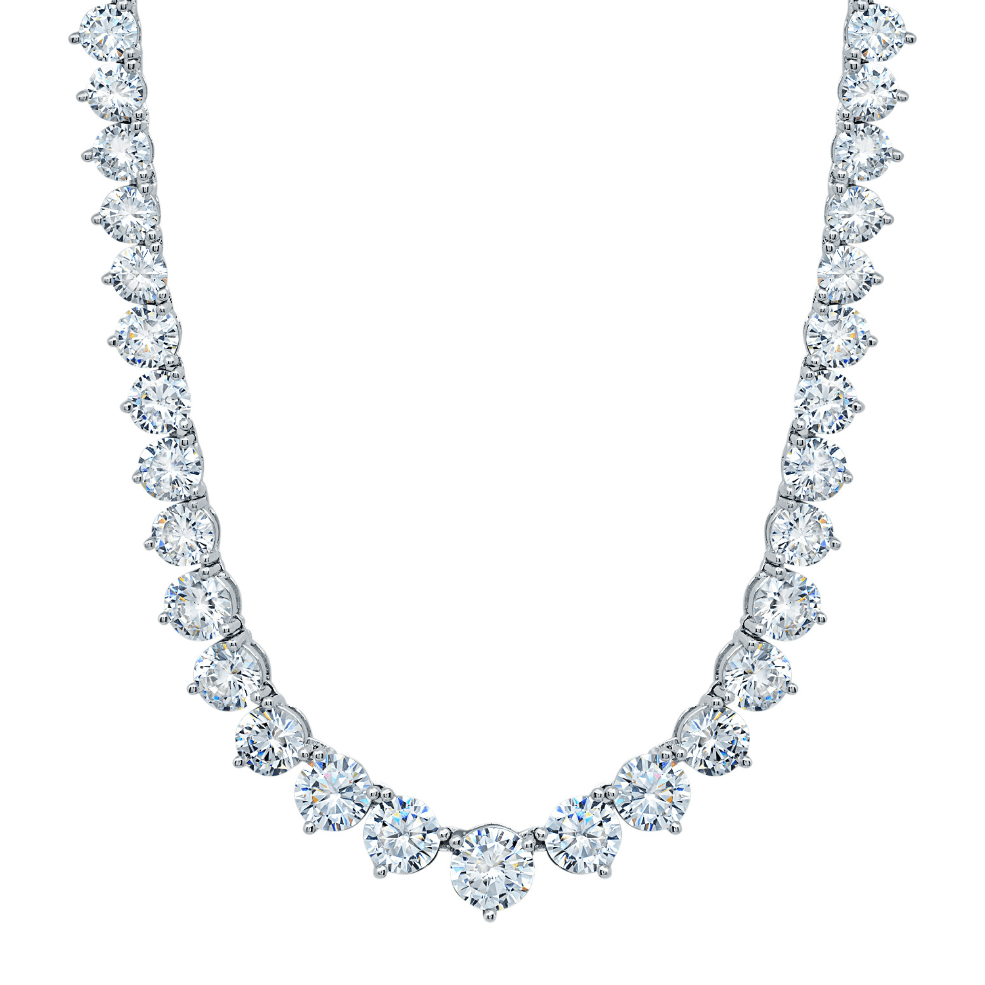 Classic Graduated Tennis Necklace Finished in Platinum - CRISLU