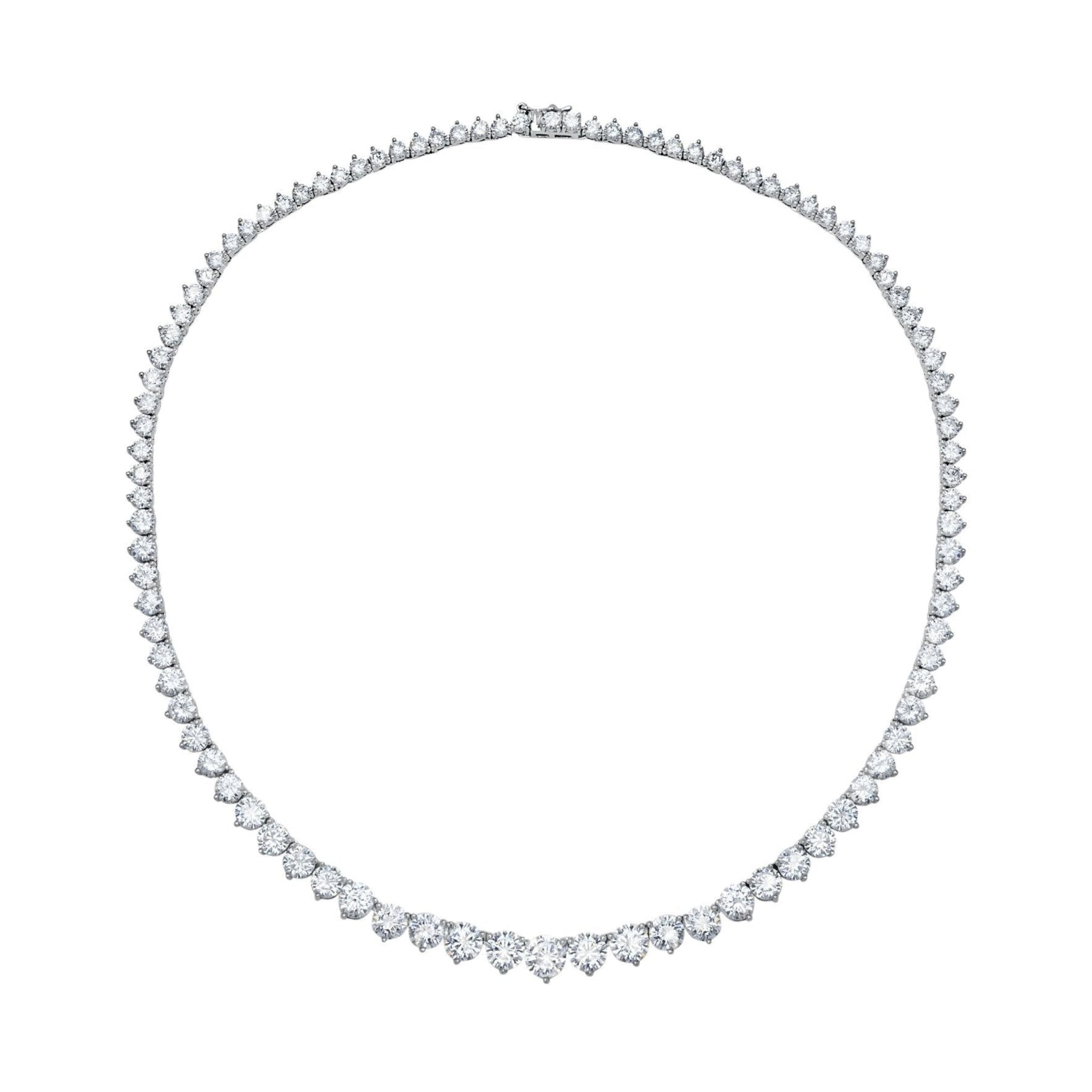 Classic Graduated Tennis Necklace Finished in Platinum - CRISLU