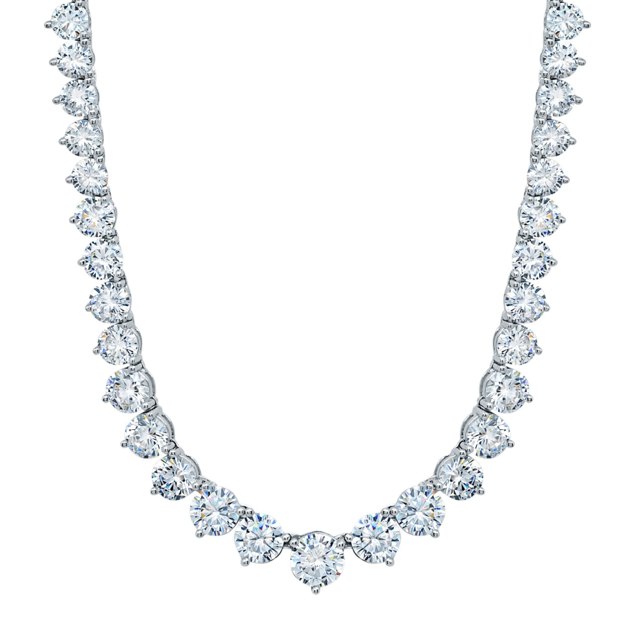 Classic Graduated Tennis Necklace Finished in Platinum - CRISLU