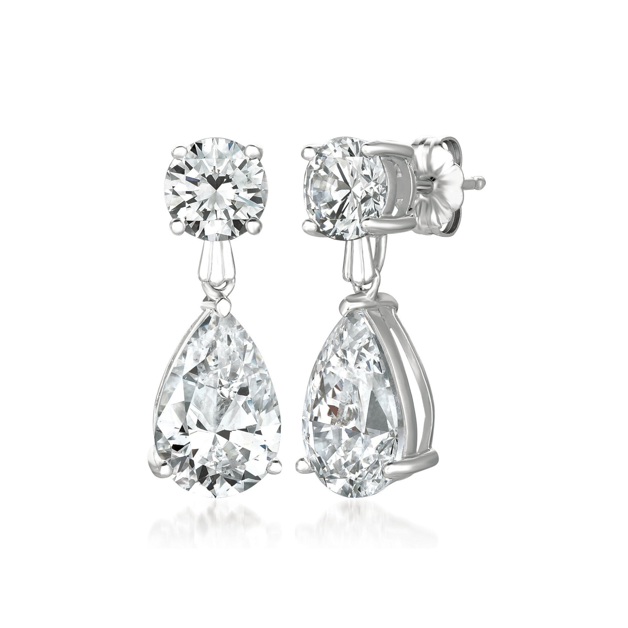 Classic Pear Drop Earrings Finished in Pure Platinum - CRISLU