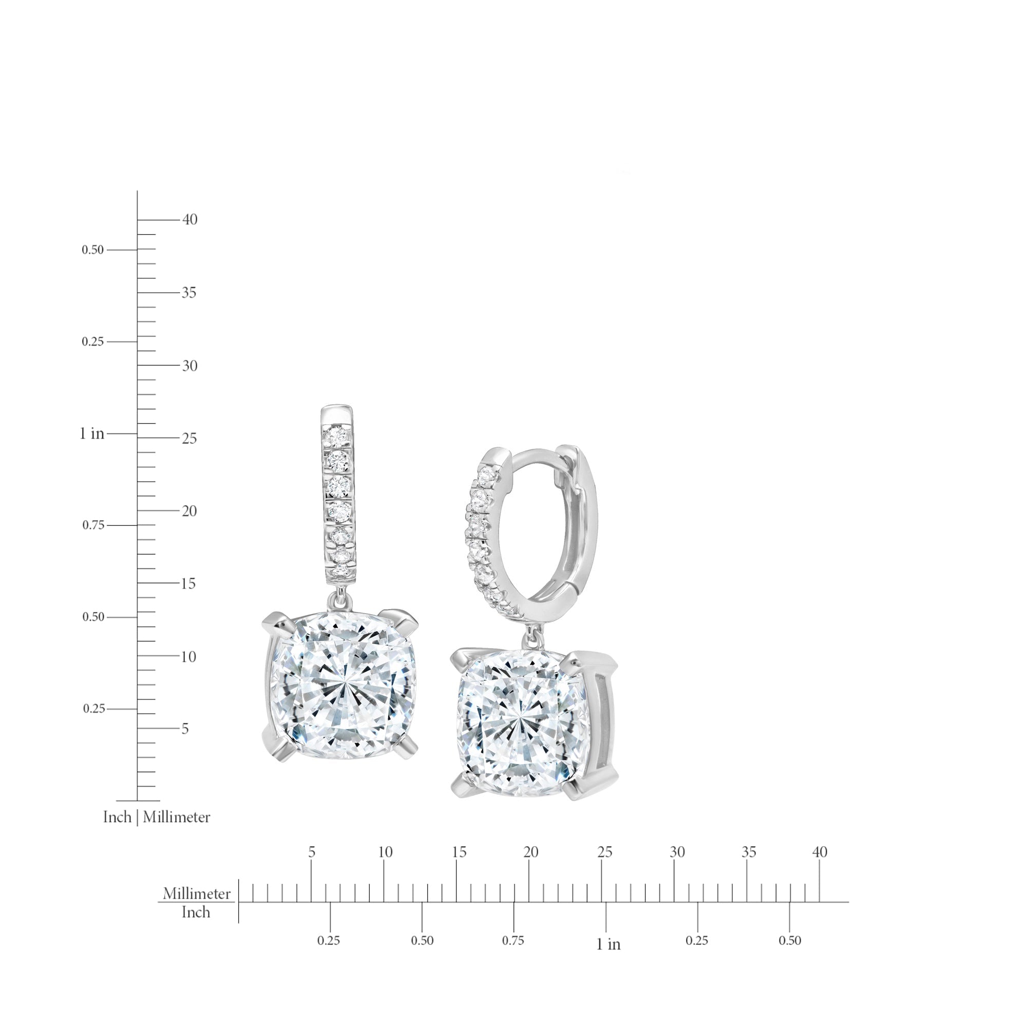 Cushion Cut Drop Earrings Finished in Platinum - CRISLU