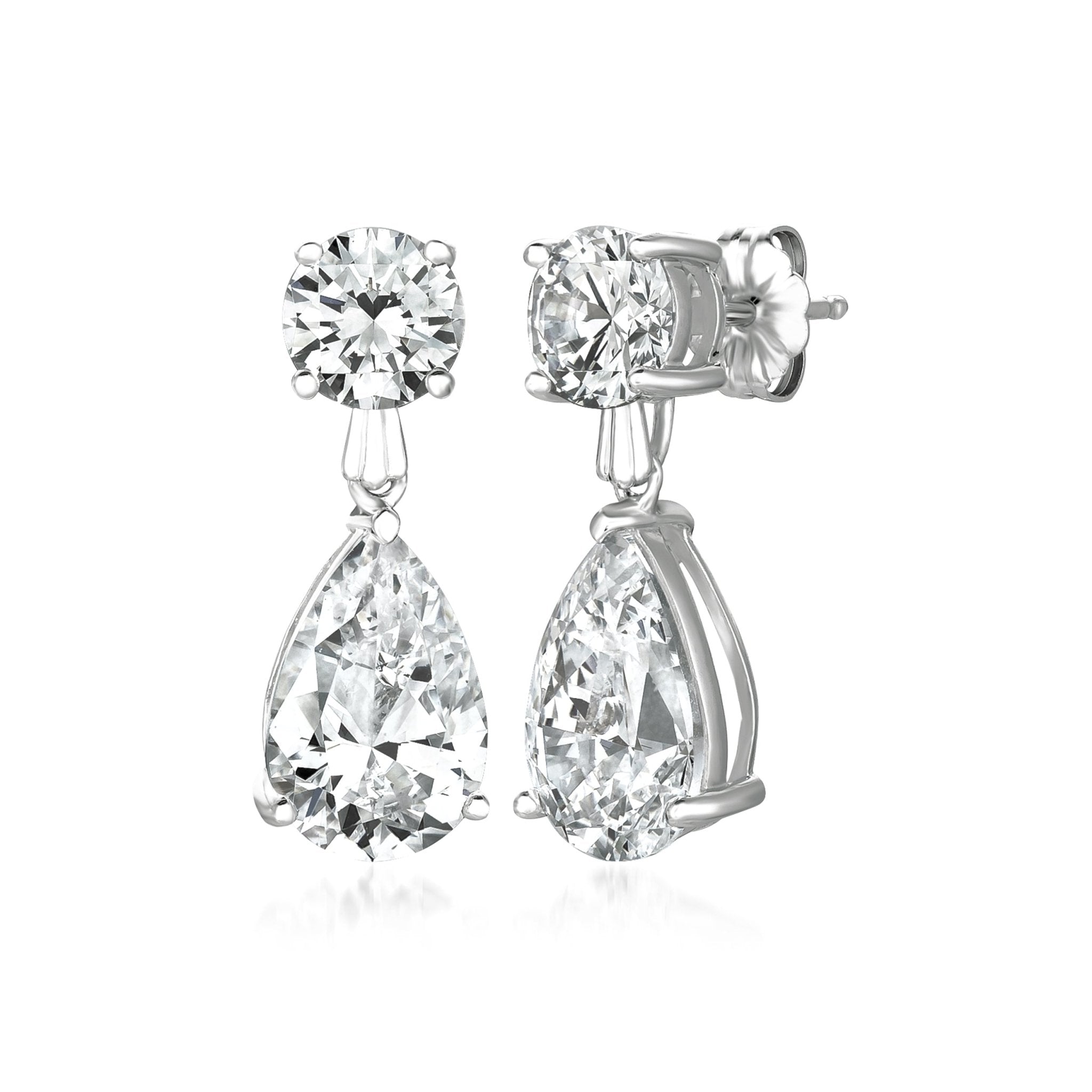 Double Pear Drop Earring in Platinum - CRISLU