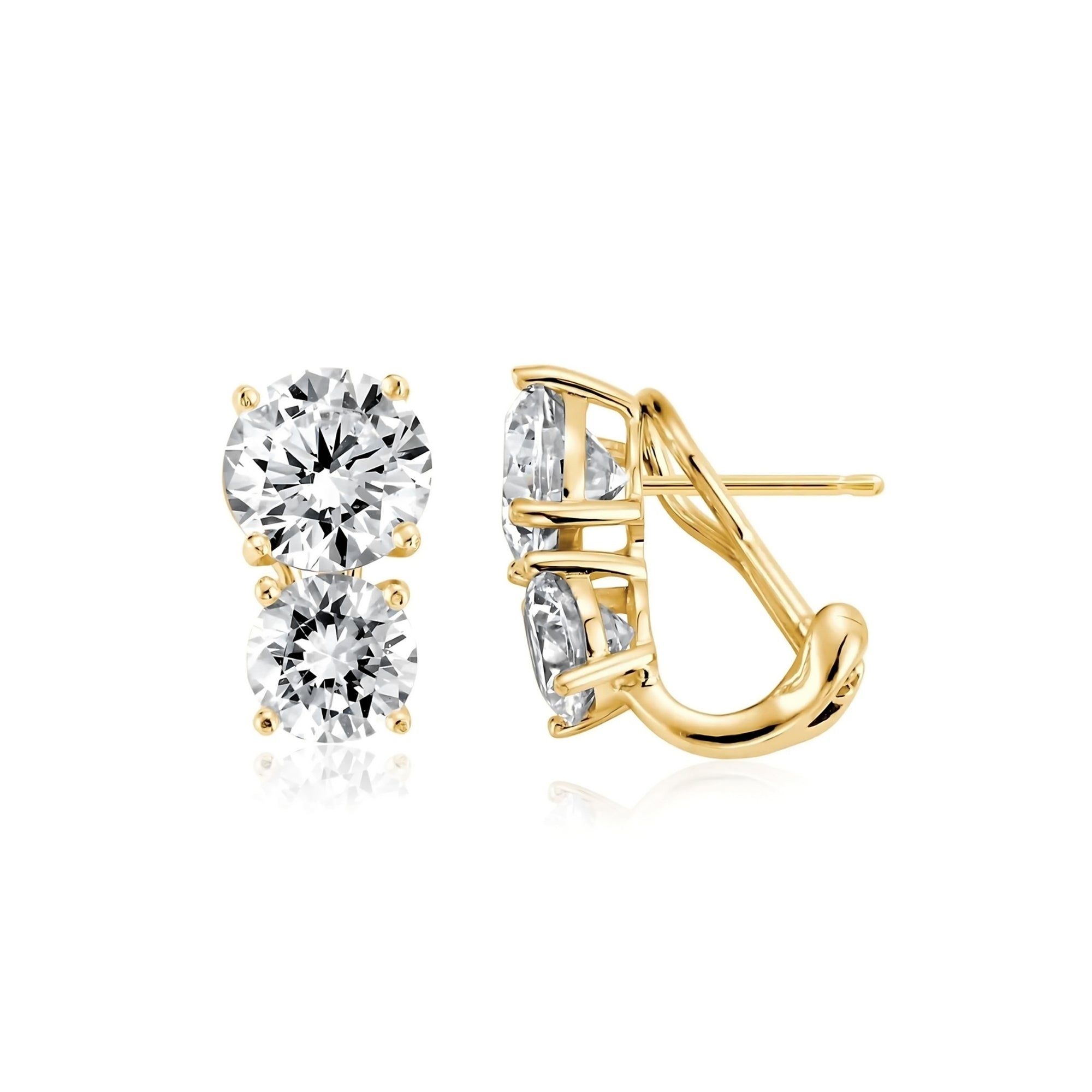 Double Post Earrings Finished in Gold - CRISLU