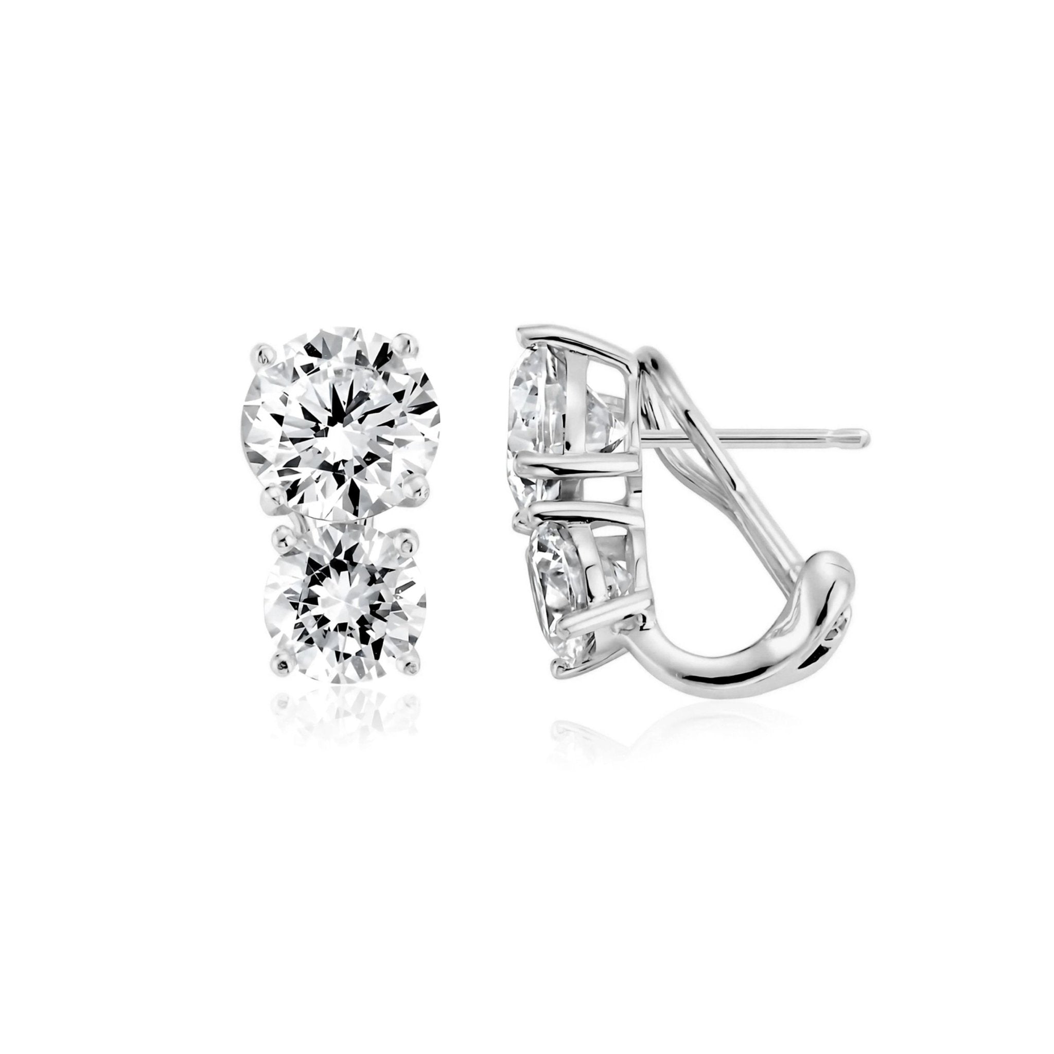 Double Post Earrings Finished in Platinum - CRISLU