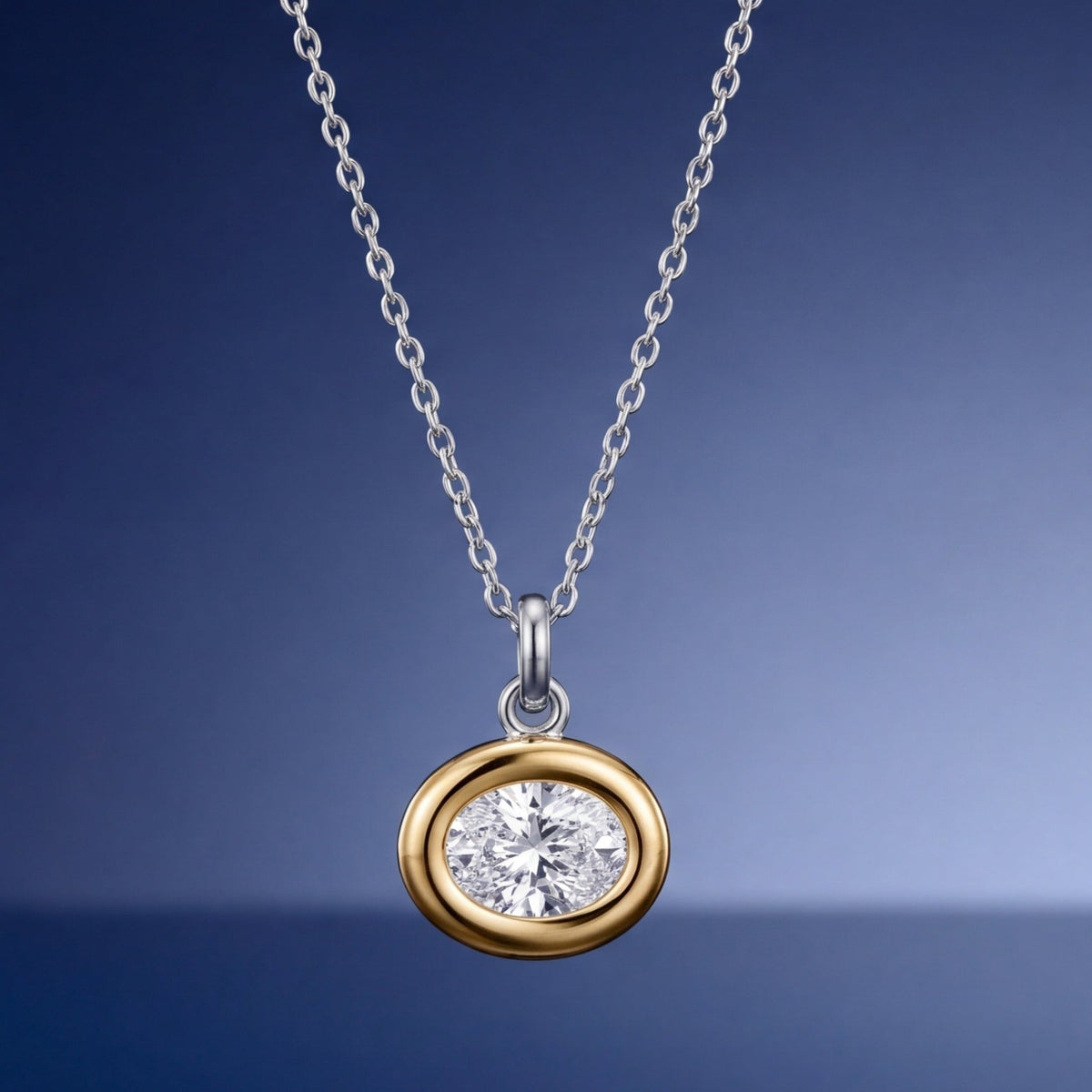 Ellipse Oval Pendant Necklace - CRISLU