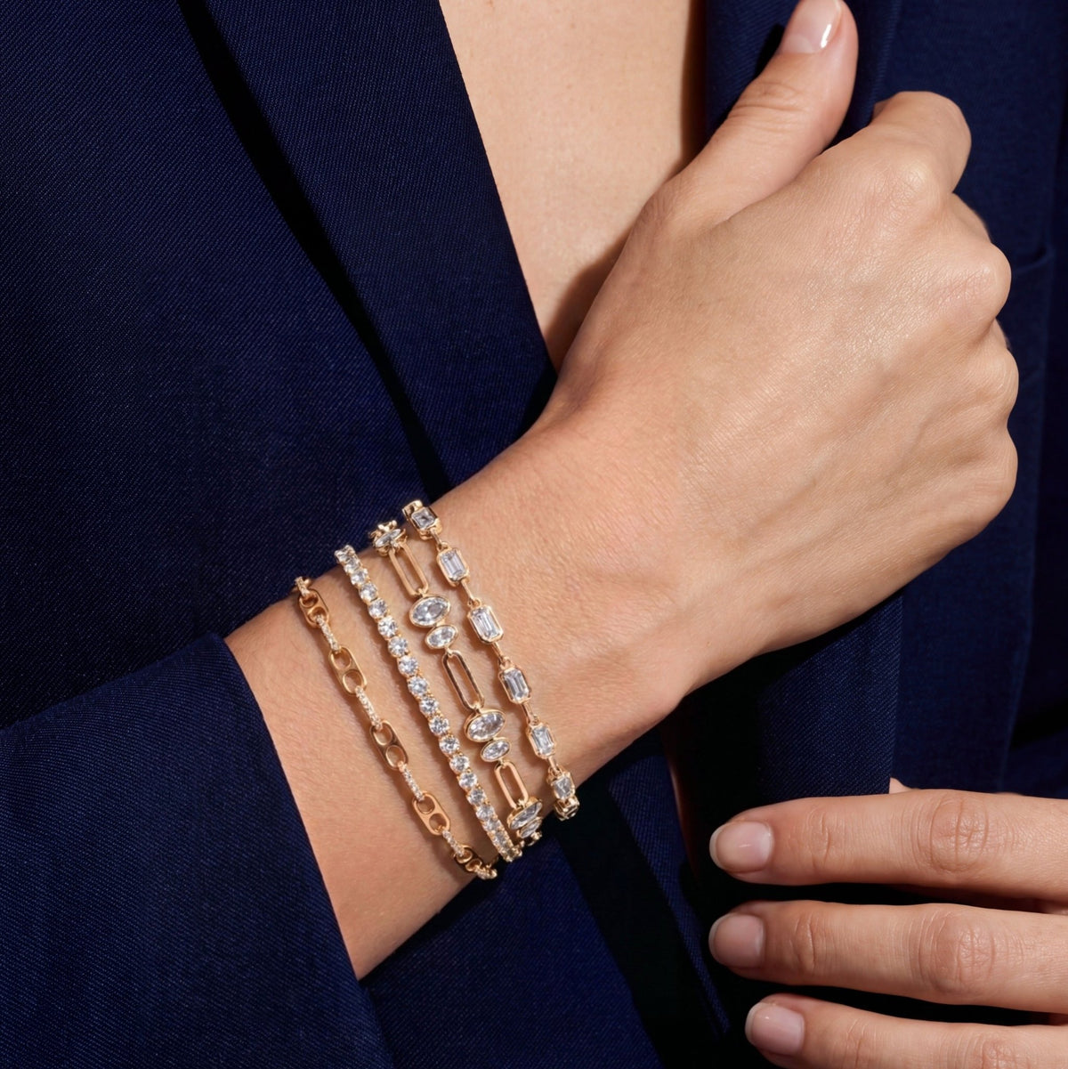 Embraced Baguette Station Bracelet - CRISLU