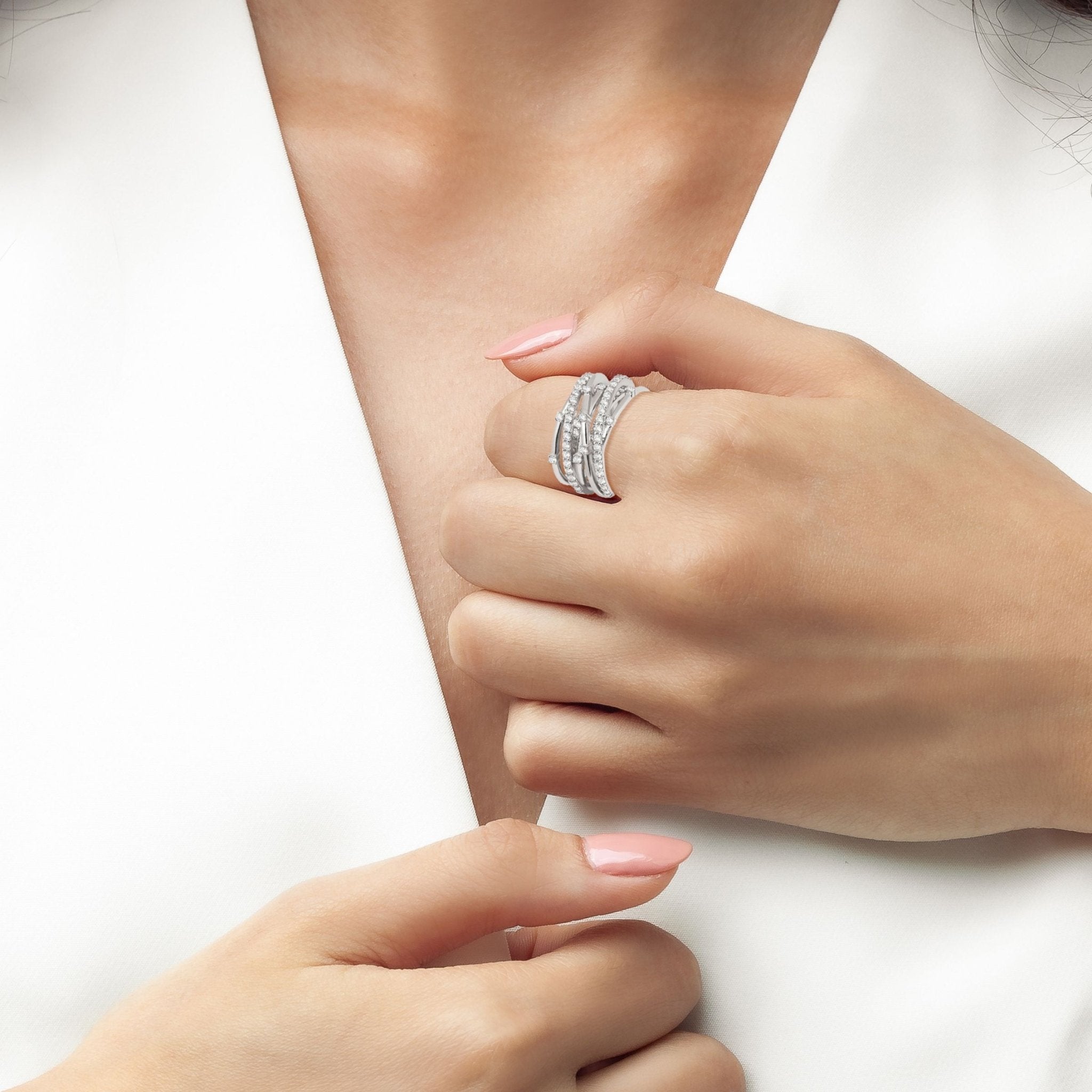 Entwined Ring Finished in Platinum - CRISLU