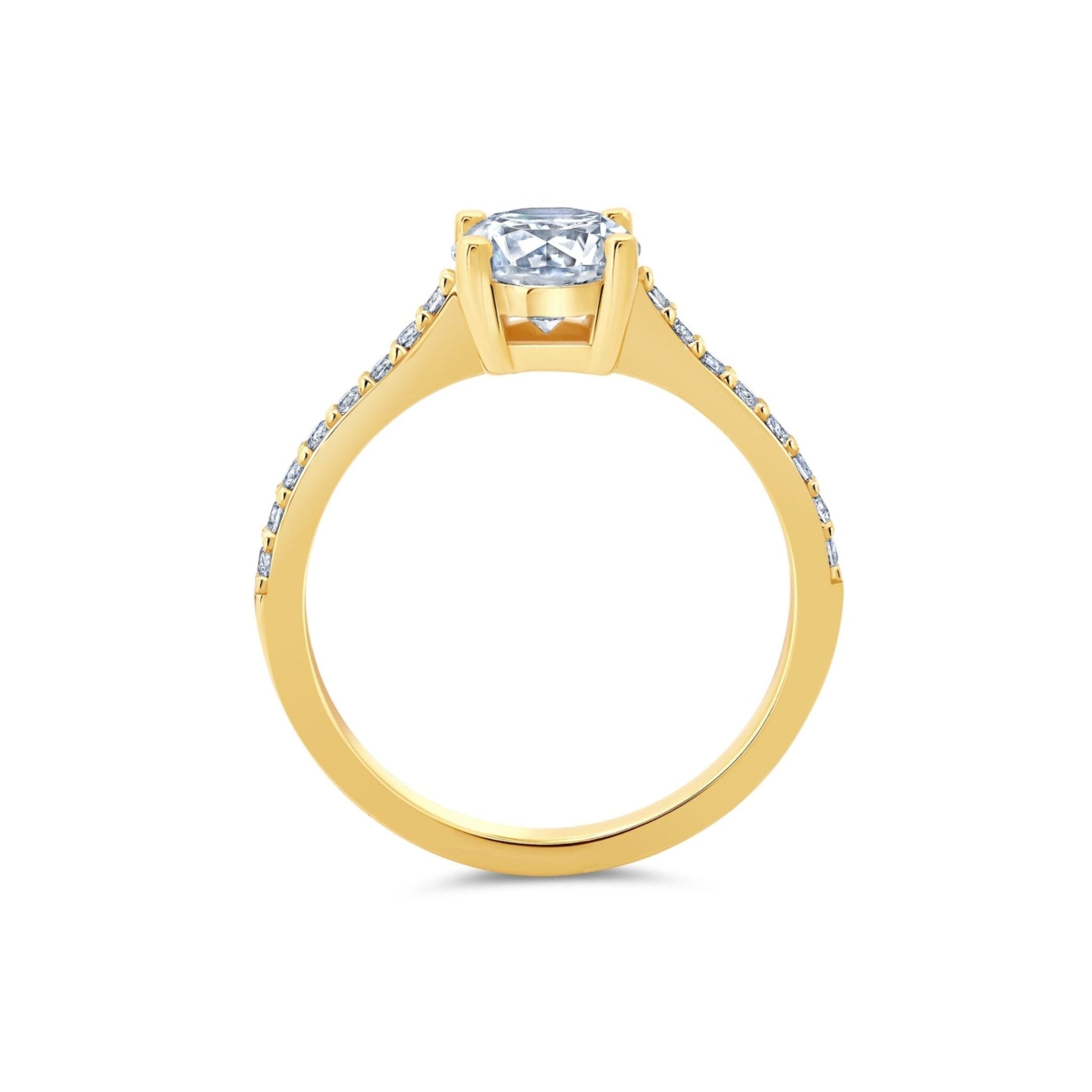 Evermore Brilliant & Pave 1.5ct Solitaire Ring Finished in Gold - CRISLU