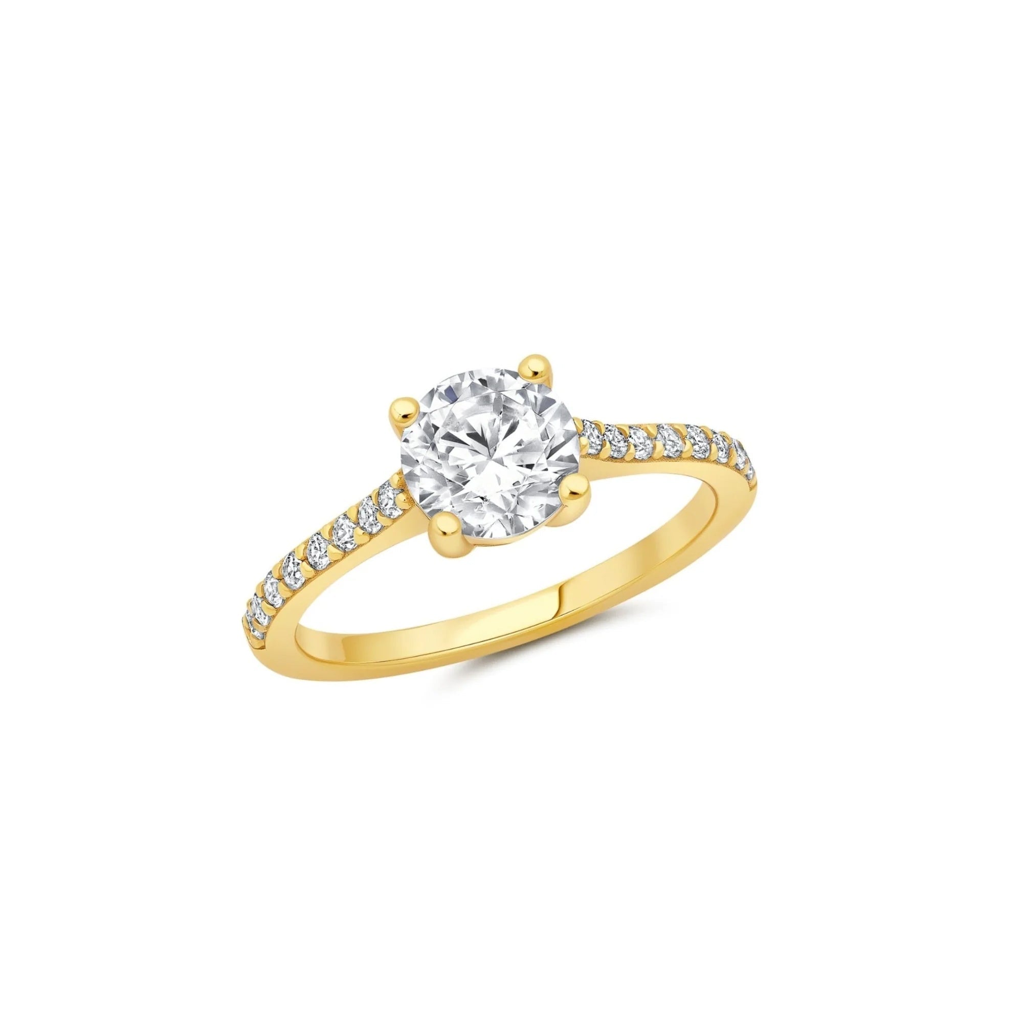 Evermore Brilliant & Pave 1.5ct Solitaire Ring Finished in Gold - CRISLU
