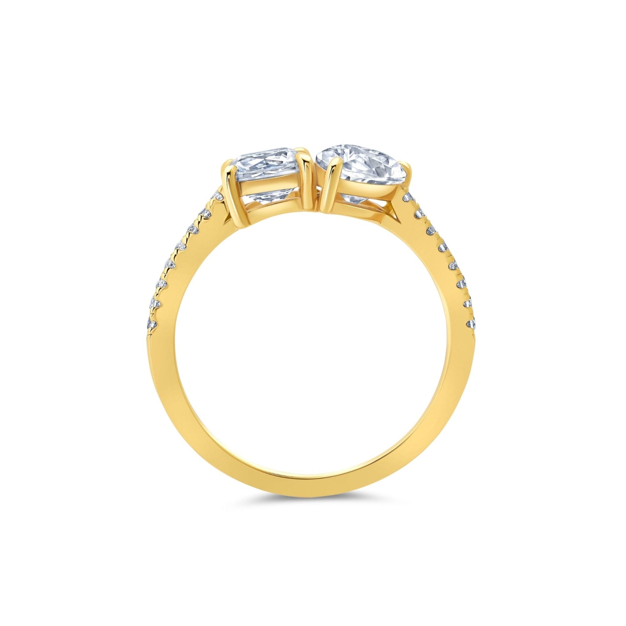 Evermore Toi - et - Moi Pear and Cusion Ring Finished in Gold - CRISLU