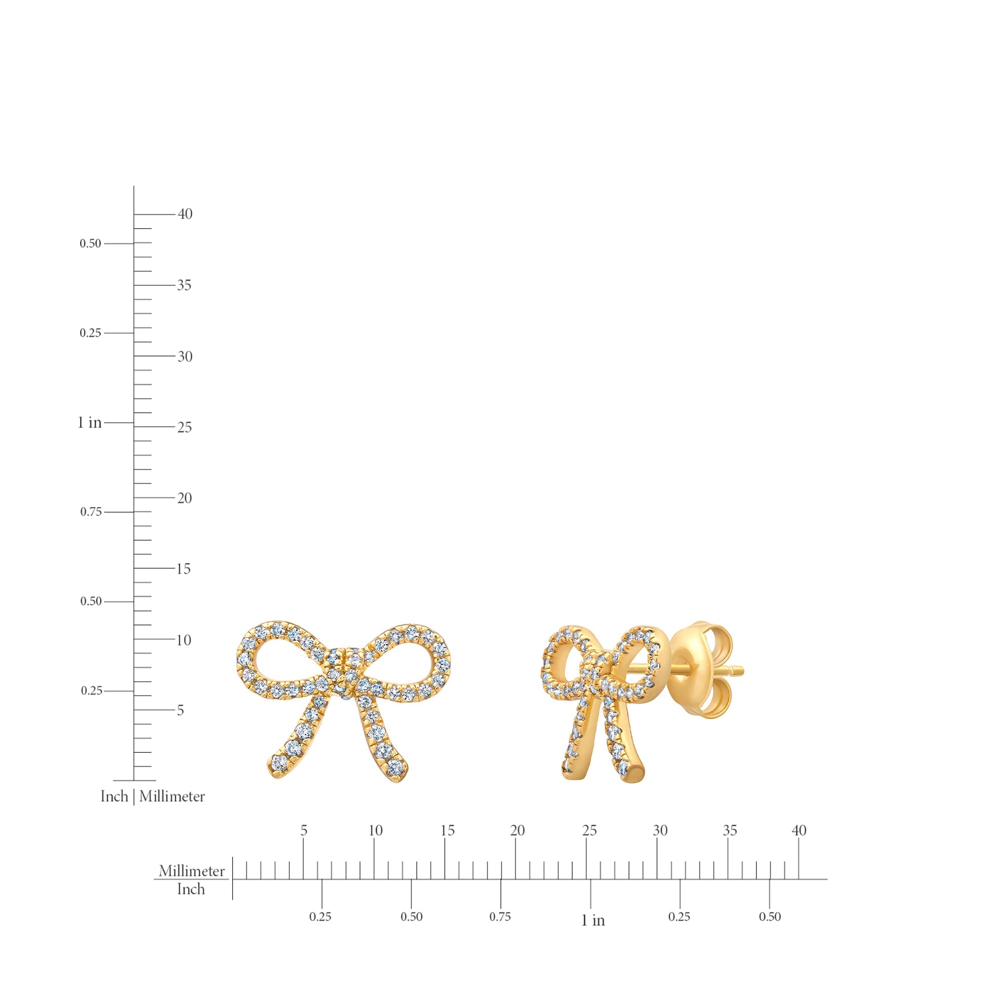 Fairytale Bow Earrings in Gold - CRISLU