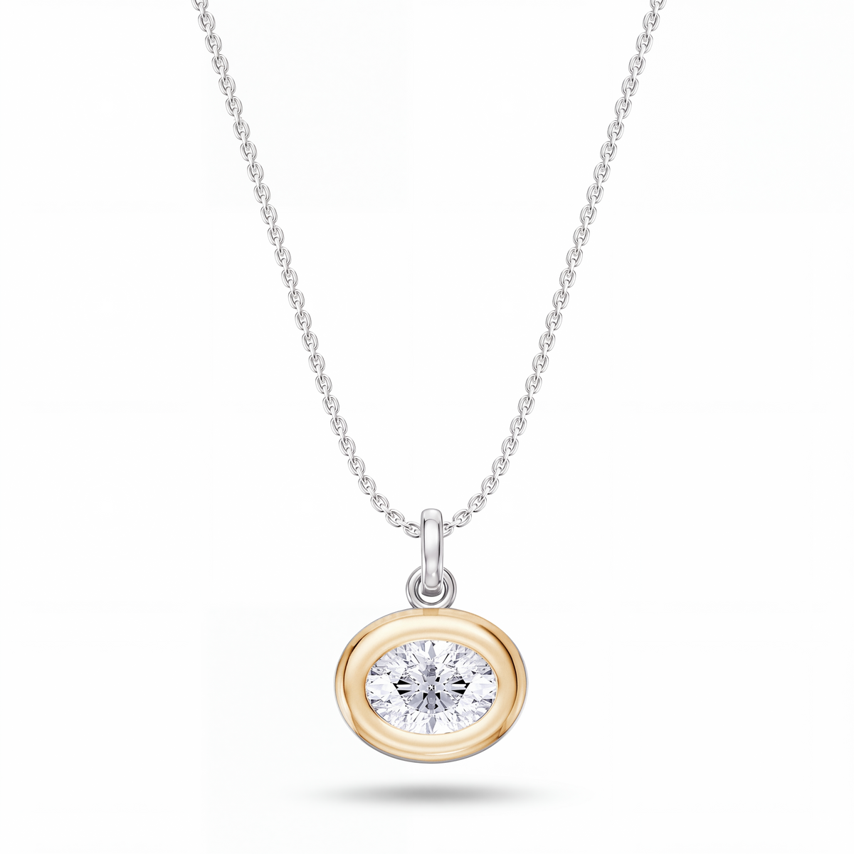 Ellipse Oval Pendant Necklace