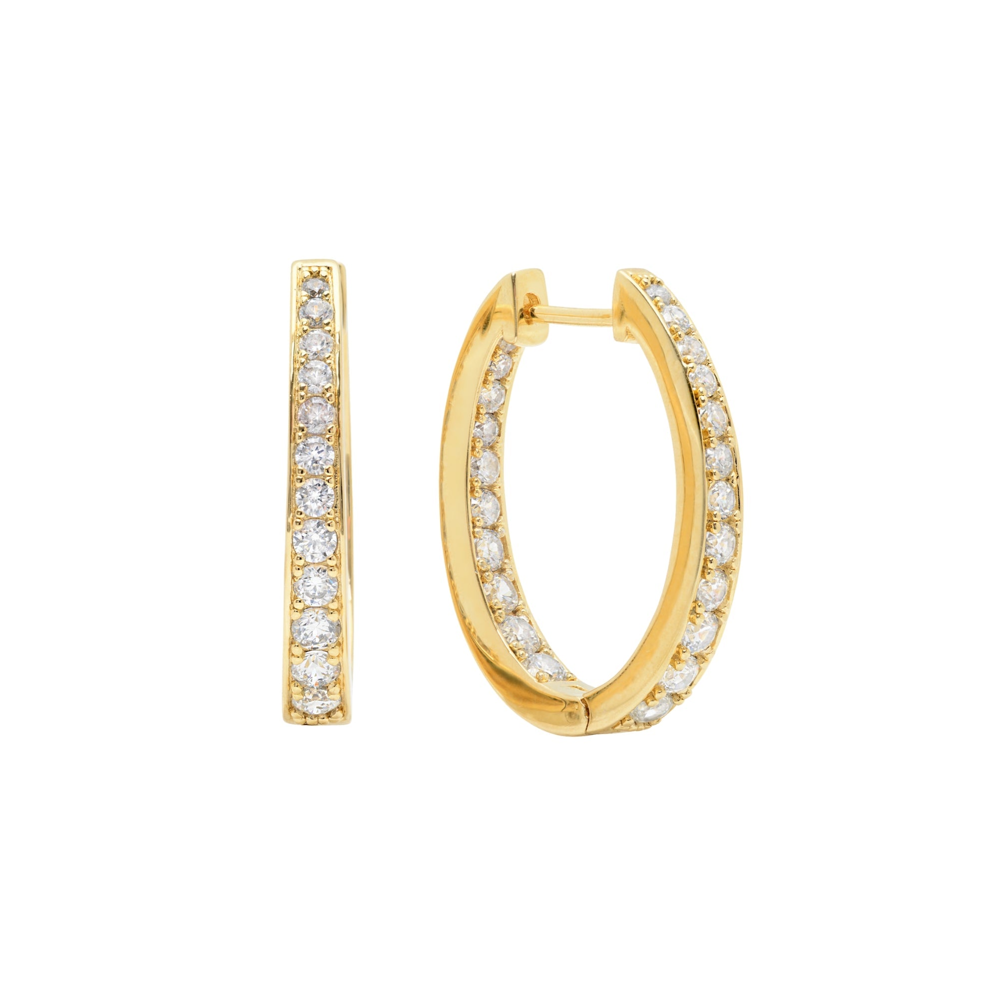 Hinge Hoop Earrings Finished in Gold - CRISLU