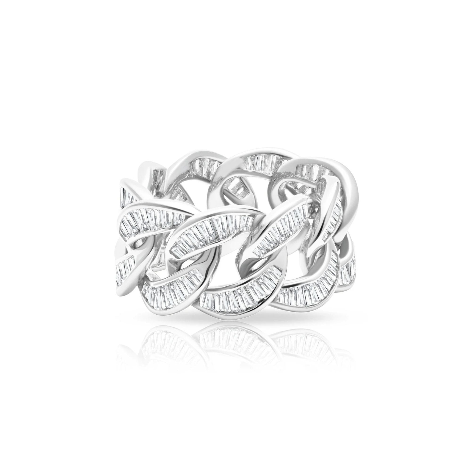 Ice'd Bold Chain Ring Finished in Pure Platinum - CRISLU