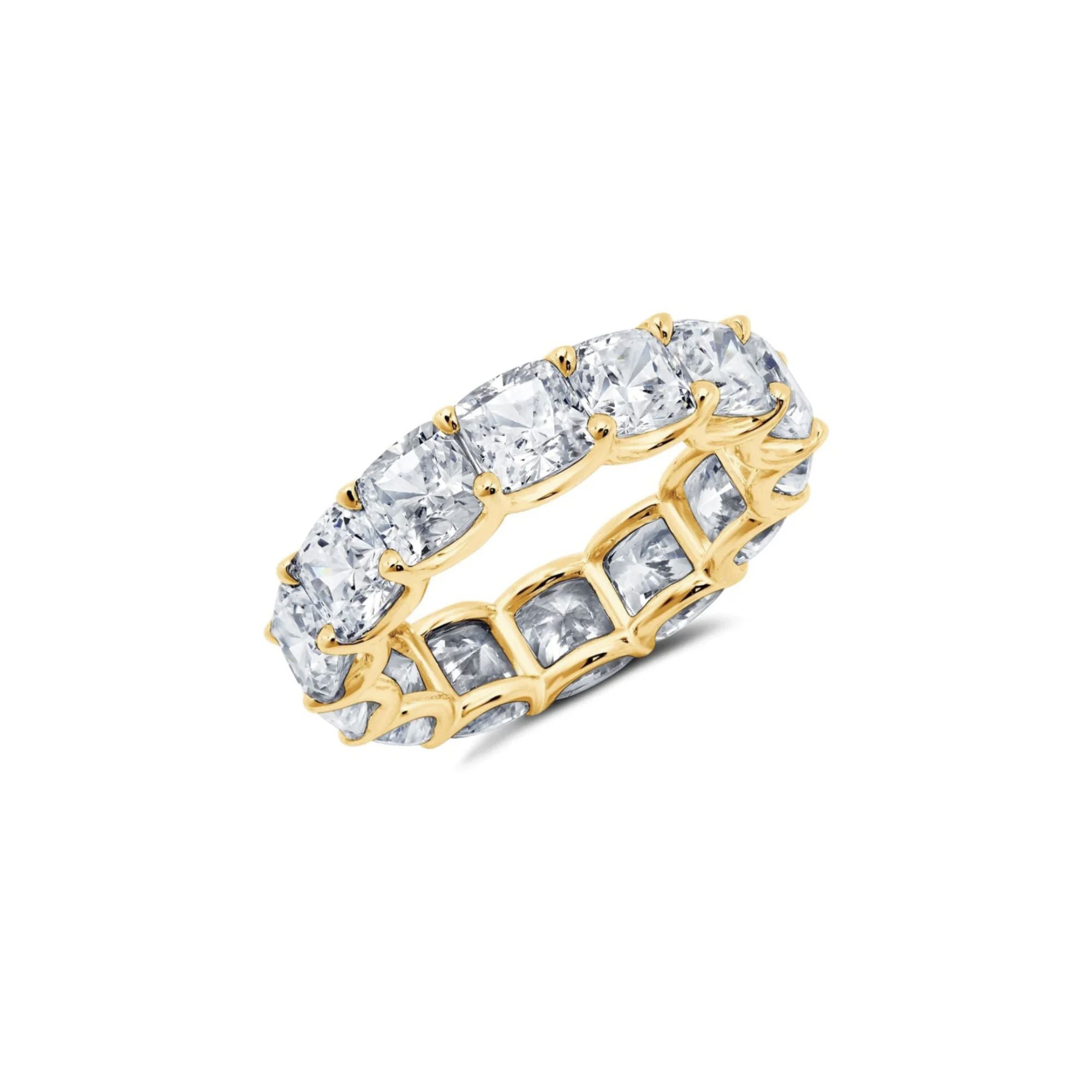 Large Cushion Cut Eternity Band Finished in Gold - CRISLU