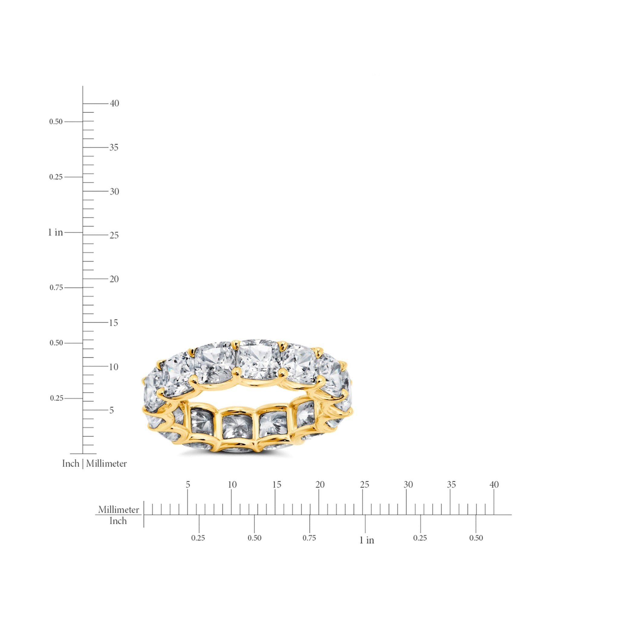 Large Cushion Cut Eternity Band Finished in Gold - CRISLU
