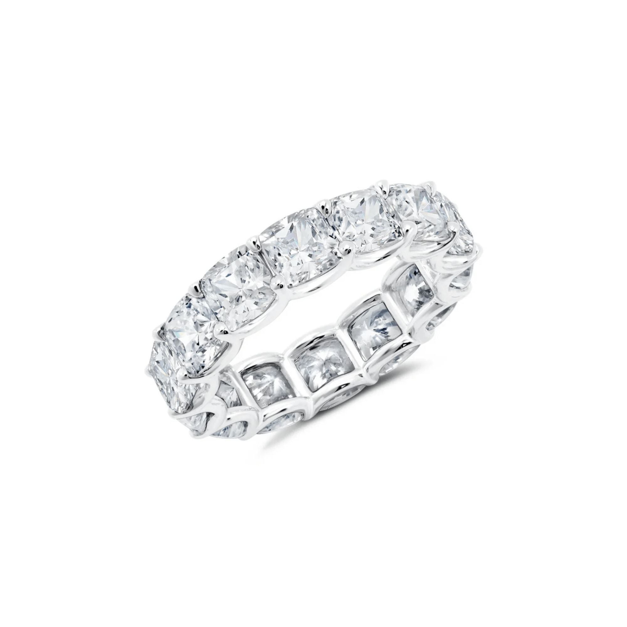 Large Cushion Cut Eternity Band Finished in Platinum - CRISLU