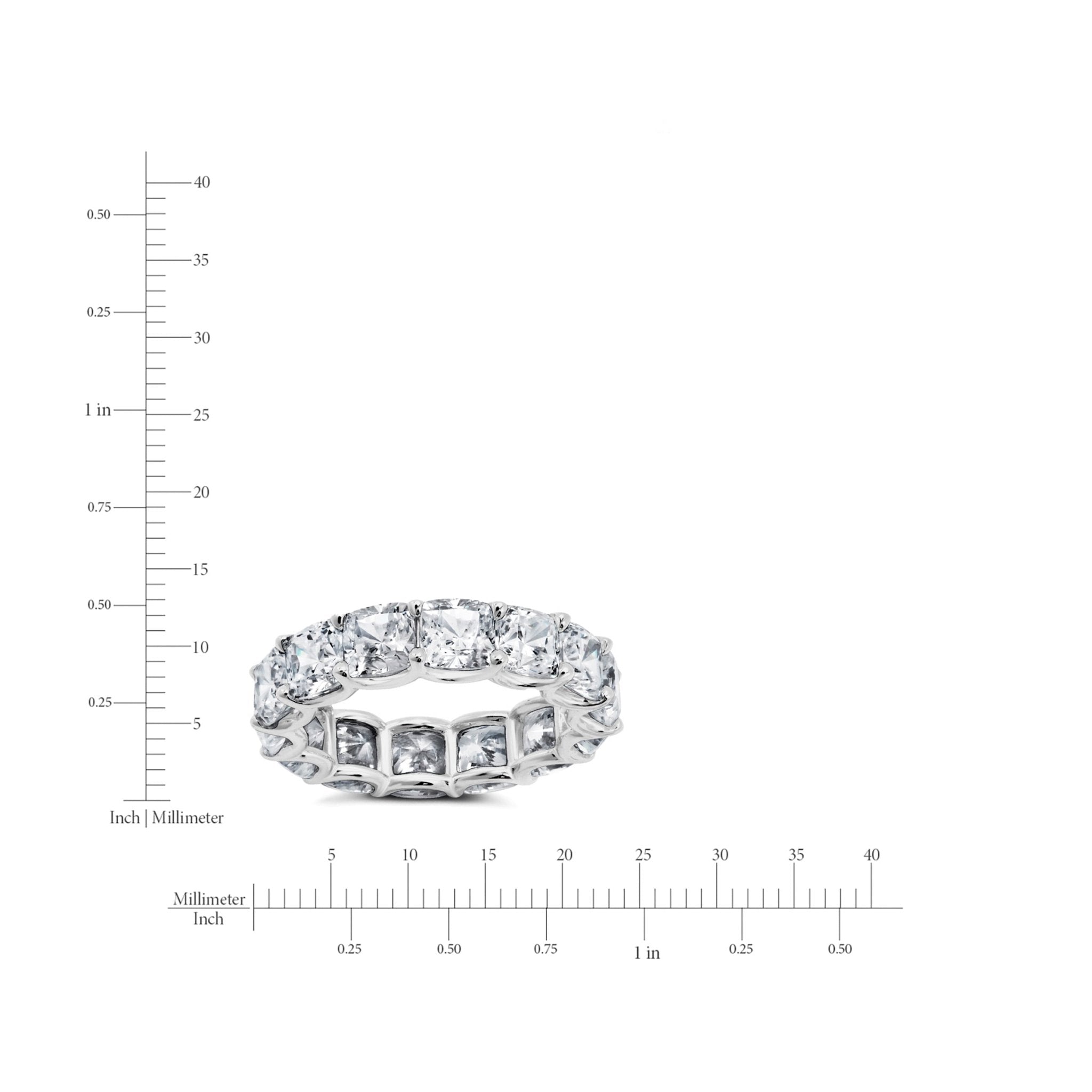 Large Cushion Cut Eternity Band Finished in Platinum - CRISLU